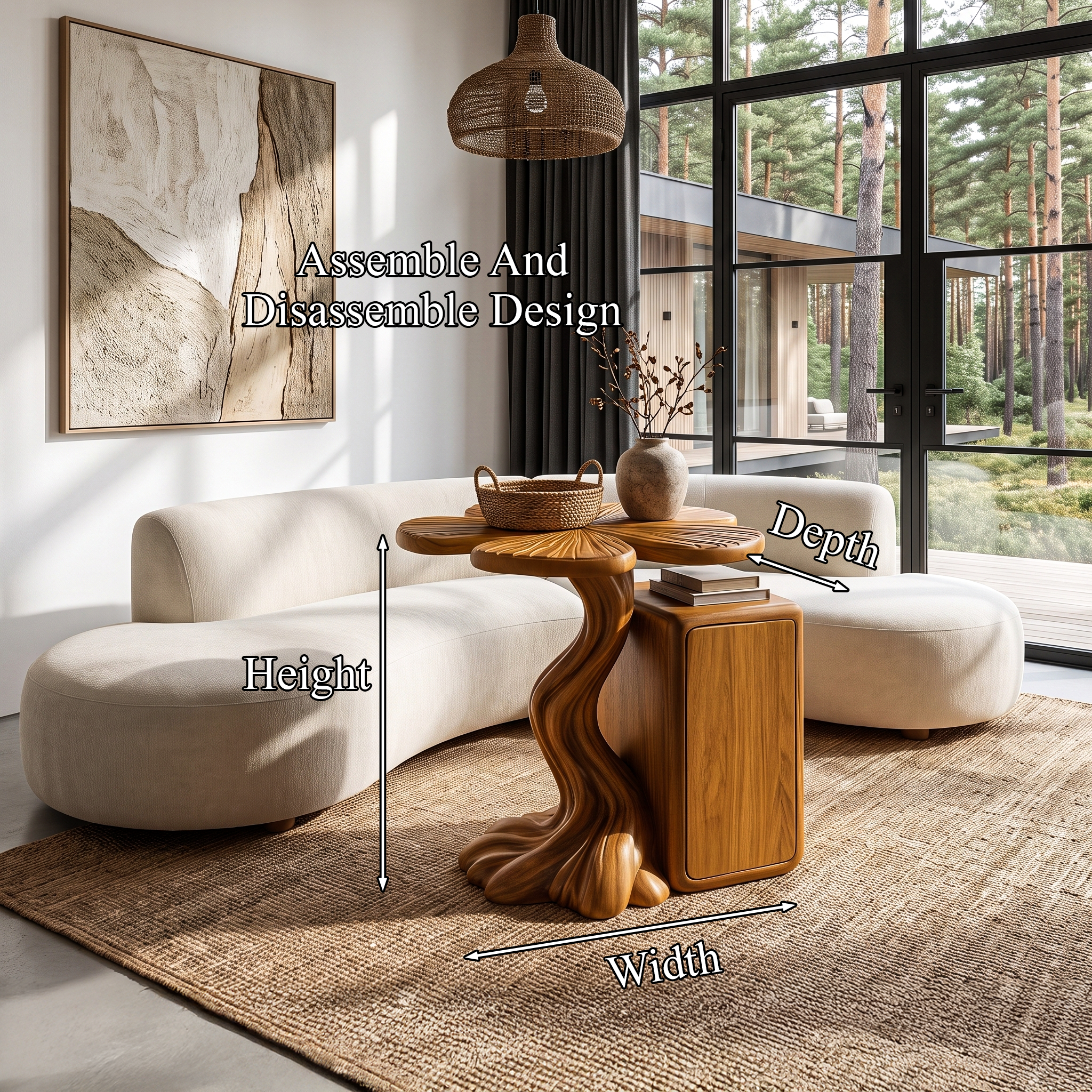 Tavolino Moderno Con Base Ispirata Ad Albero Per Salotto SINLHASTA305