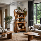 Rustic Corner Bookcase With Live Edge Shelves For Reading Nook SINLHABS073