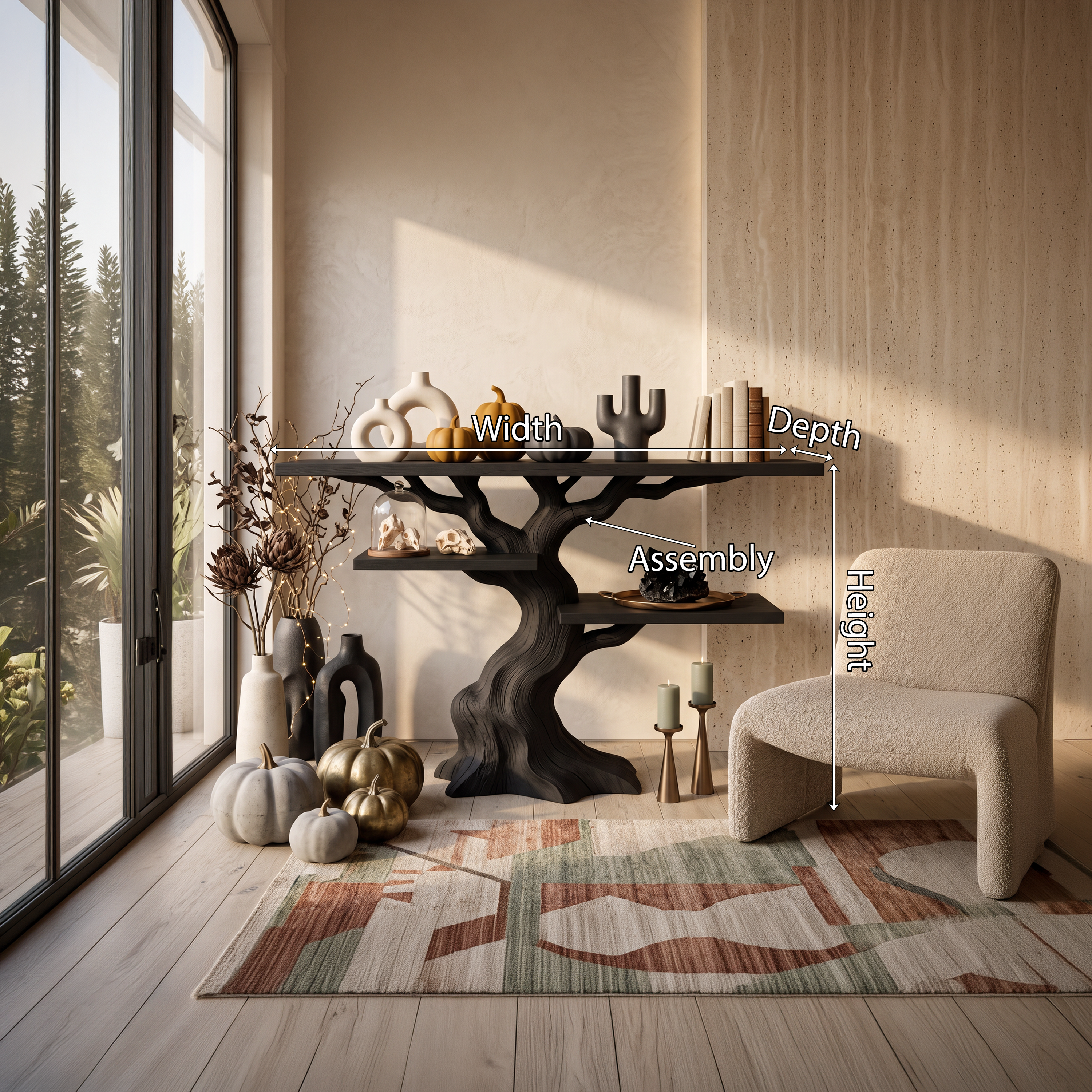 Tavolino Divano "Albero Contorto Organico" per Interni Halloween Stregati SILDTTNCS158