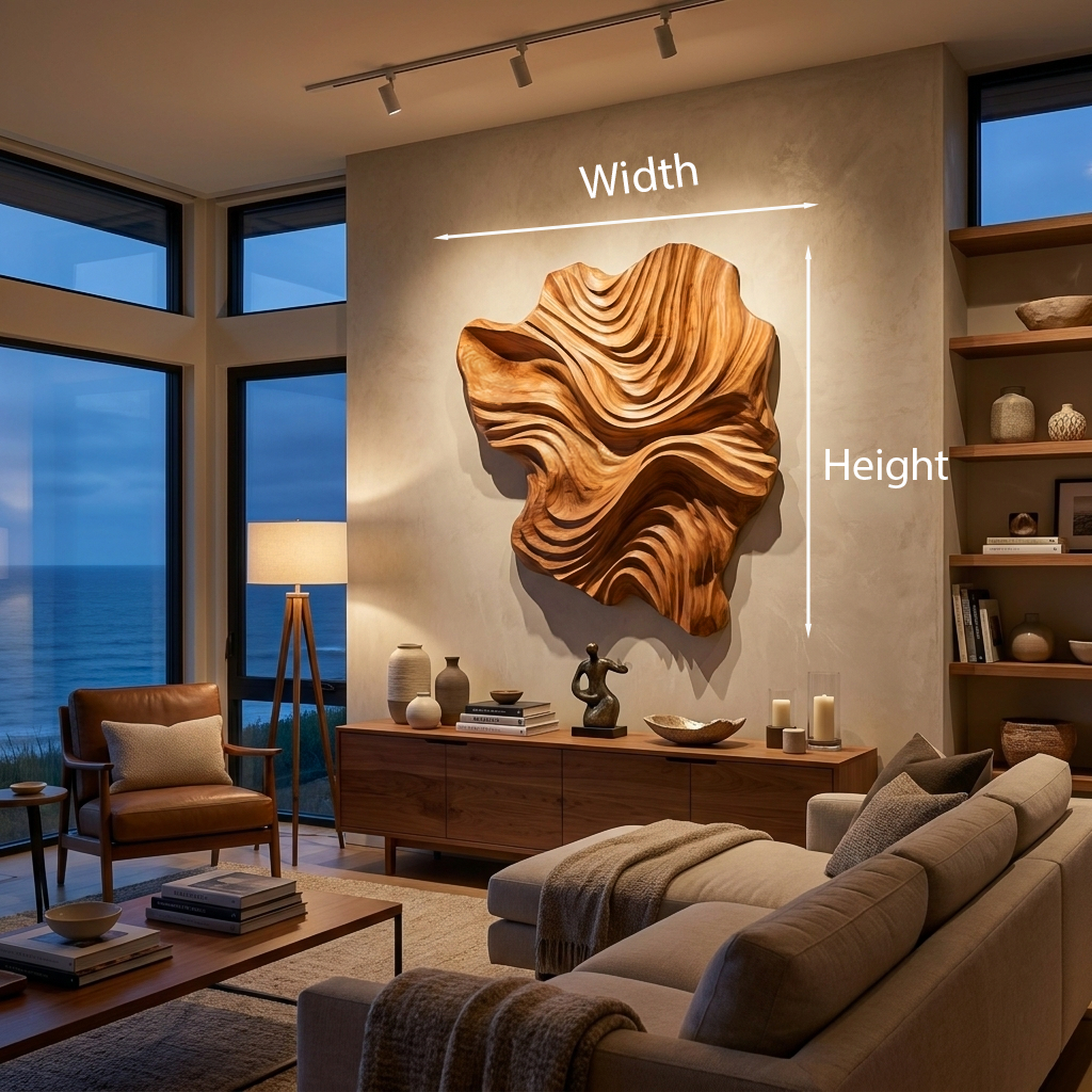 Arte da parete in legno organico, design a onda per salotto di lusso RTTHTTWA132