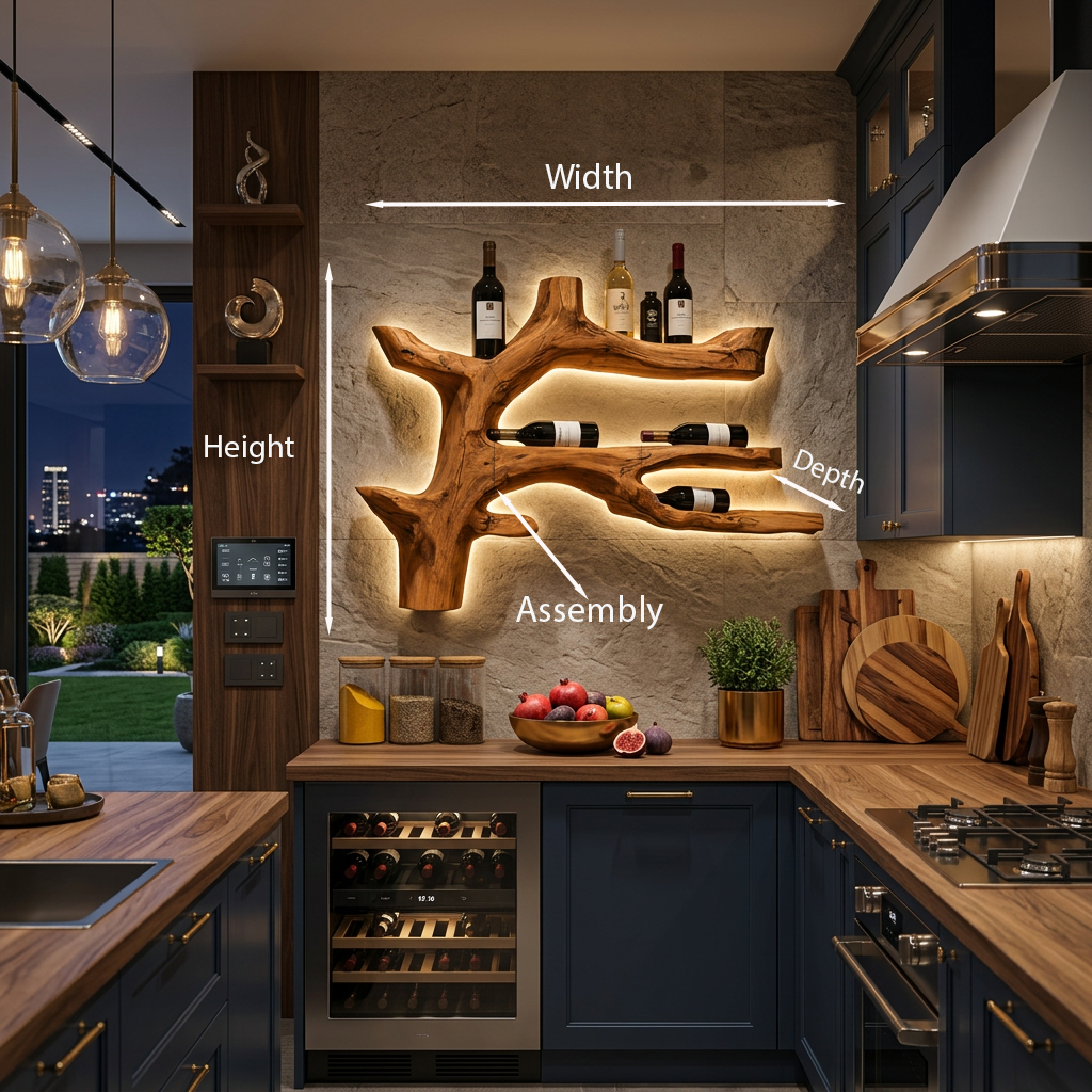 Portabottiglie da parete Modern Branch per la decorazione della sala da pranzo RTTHTTWH007