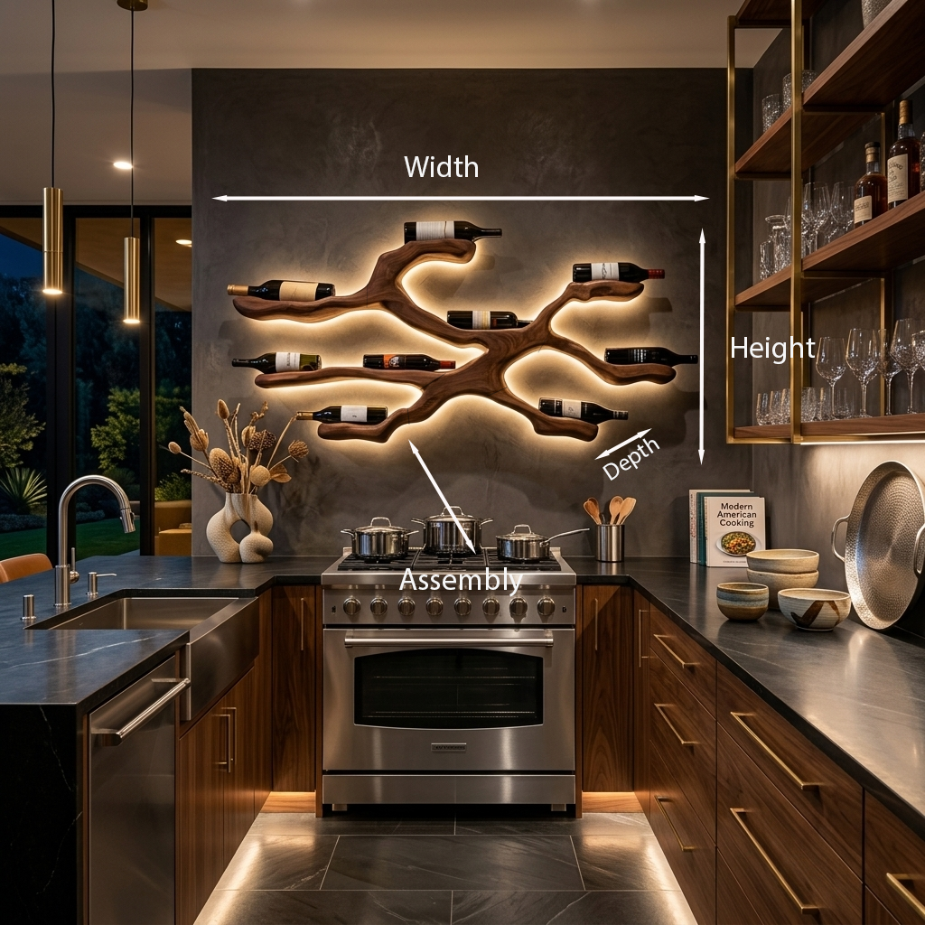 Espositore a parete portabottiglie moderno per cucina e sala da pranzo RTTHTTWH012