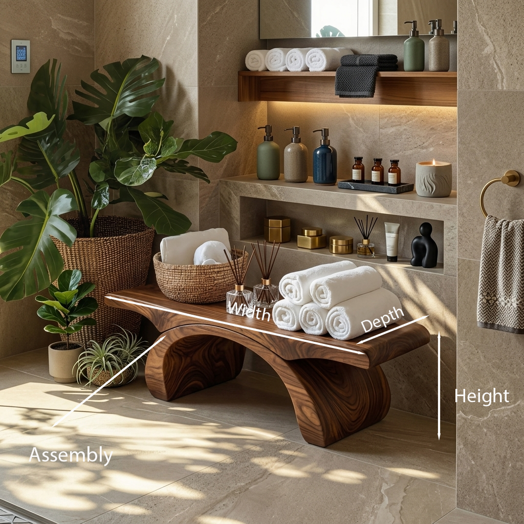 Panca doccia moderna e organica per bagno o arredamento spa SITHTTSB013