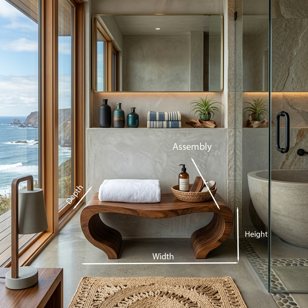 Panca da doccia moderna e organica per decorazioni spa o bagno SITHTTSB007