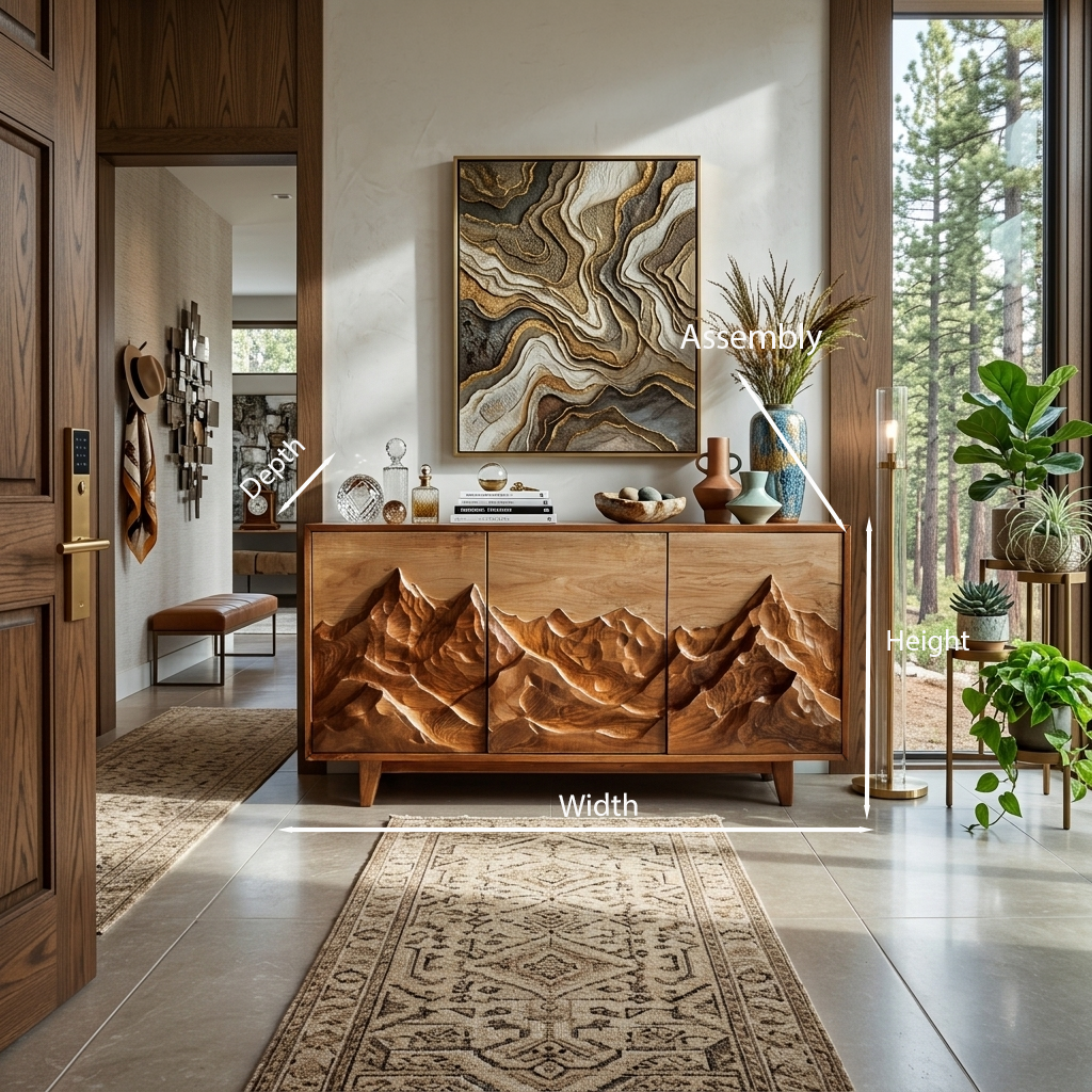 Madia Moderna in Legno con Rilievo Montano per Interni RTTHTTSD045