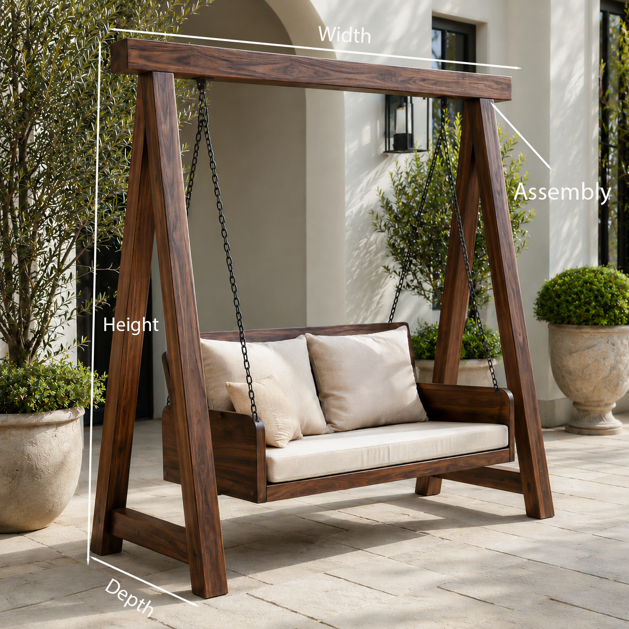 Dondolo da Giardino in Legno Naturale con Schienale RTTHTTSG002