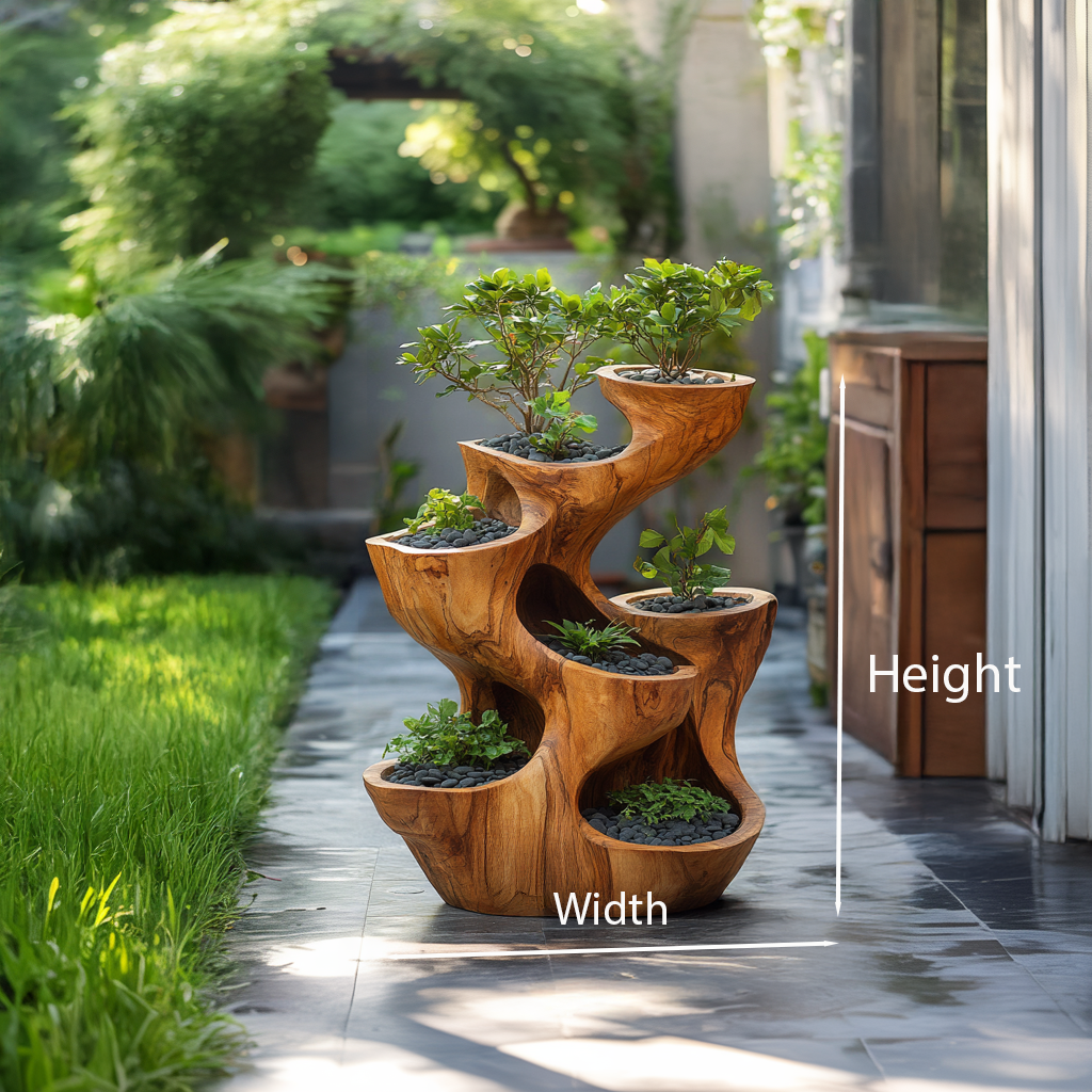 Fioriera a più livelli scultorea organica per decorazioni da giardino RTTHTTPT007