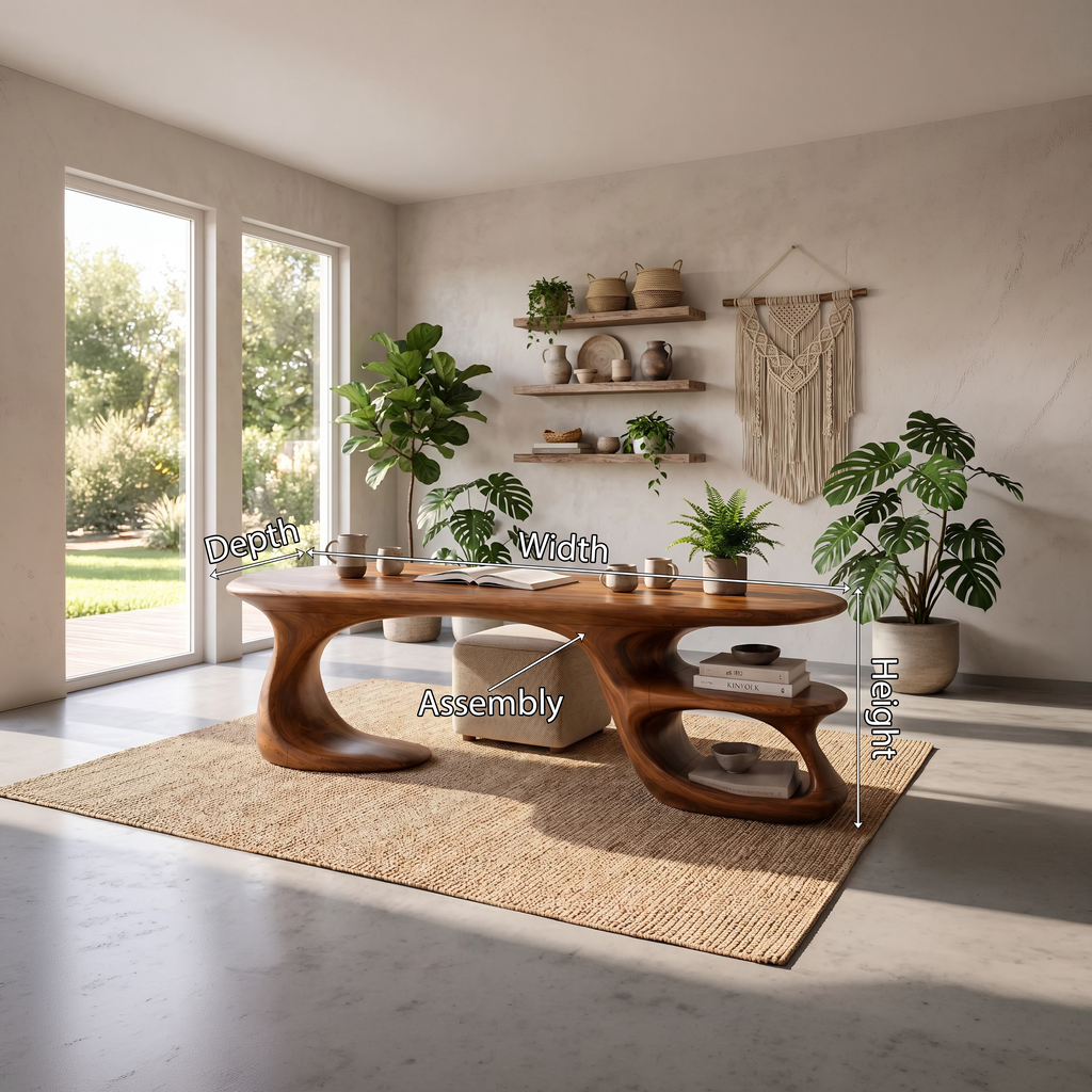 Modern Curved Shelf Desk Home Office Apartment SILDTTNDE056