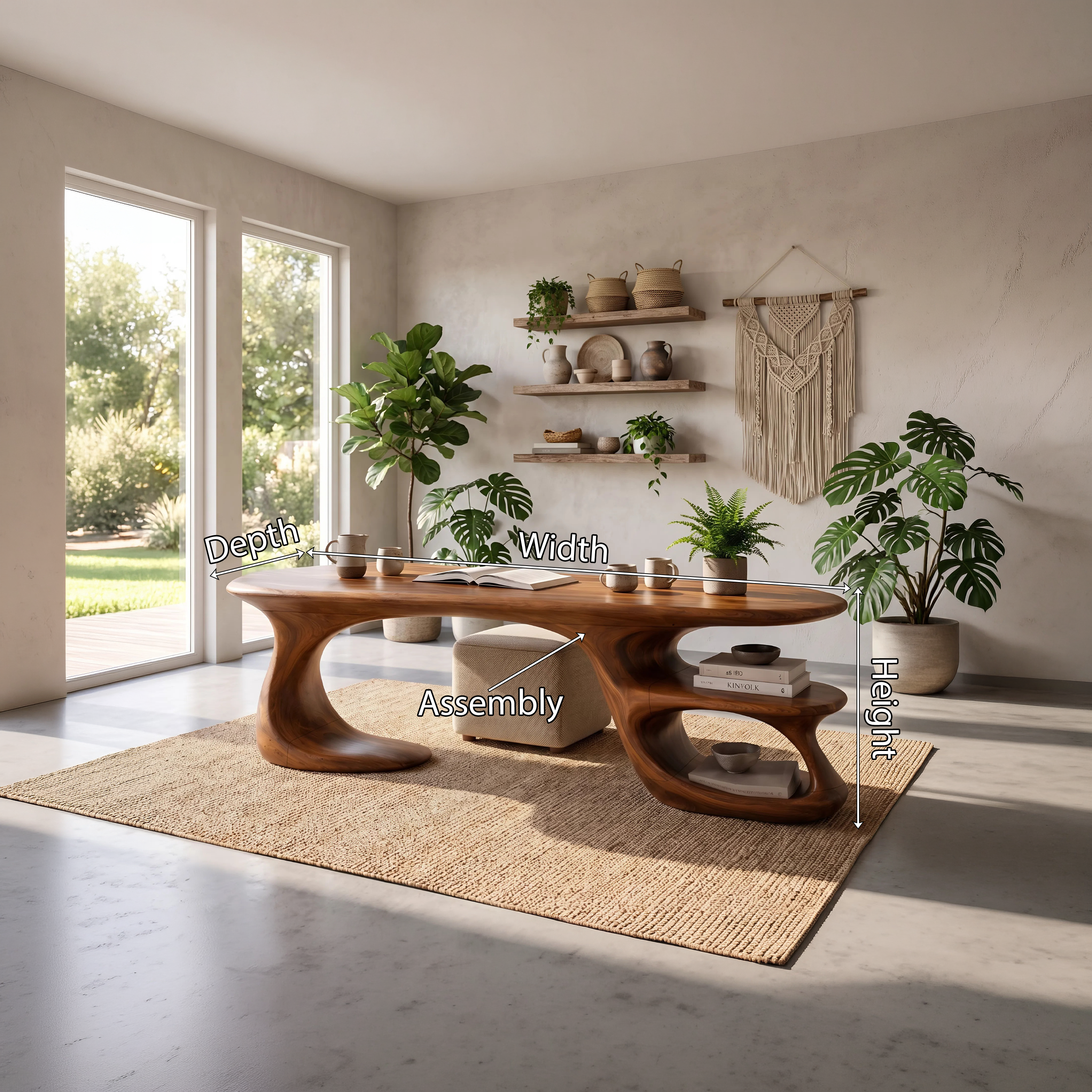 Modern Curved Shelf Desk Home Office Apartment SILDTTNDE056