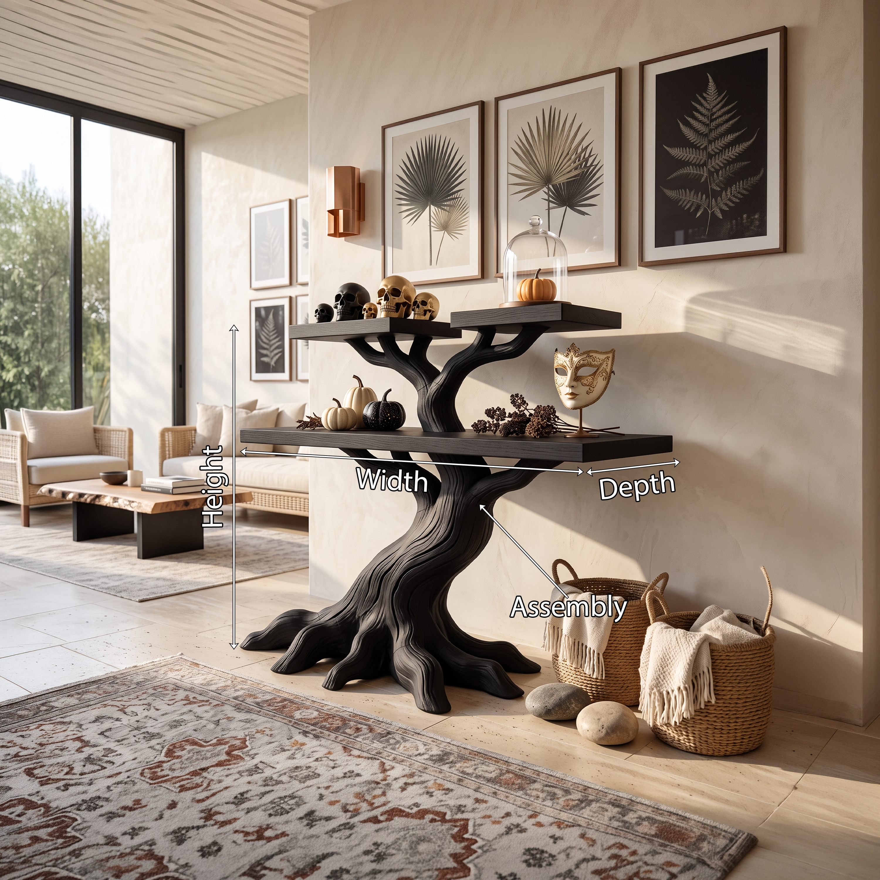 Consolle minimalista ad albero contorto per decorazioni vintage di Halloween SILDTTNCS160
