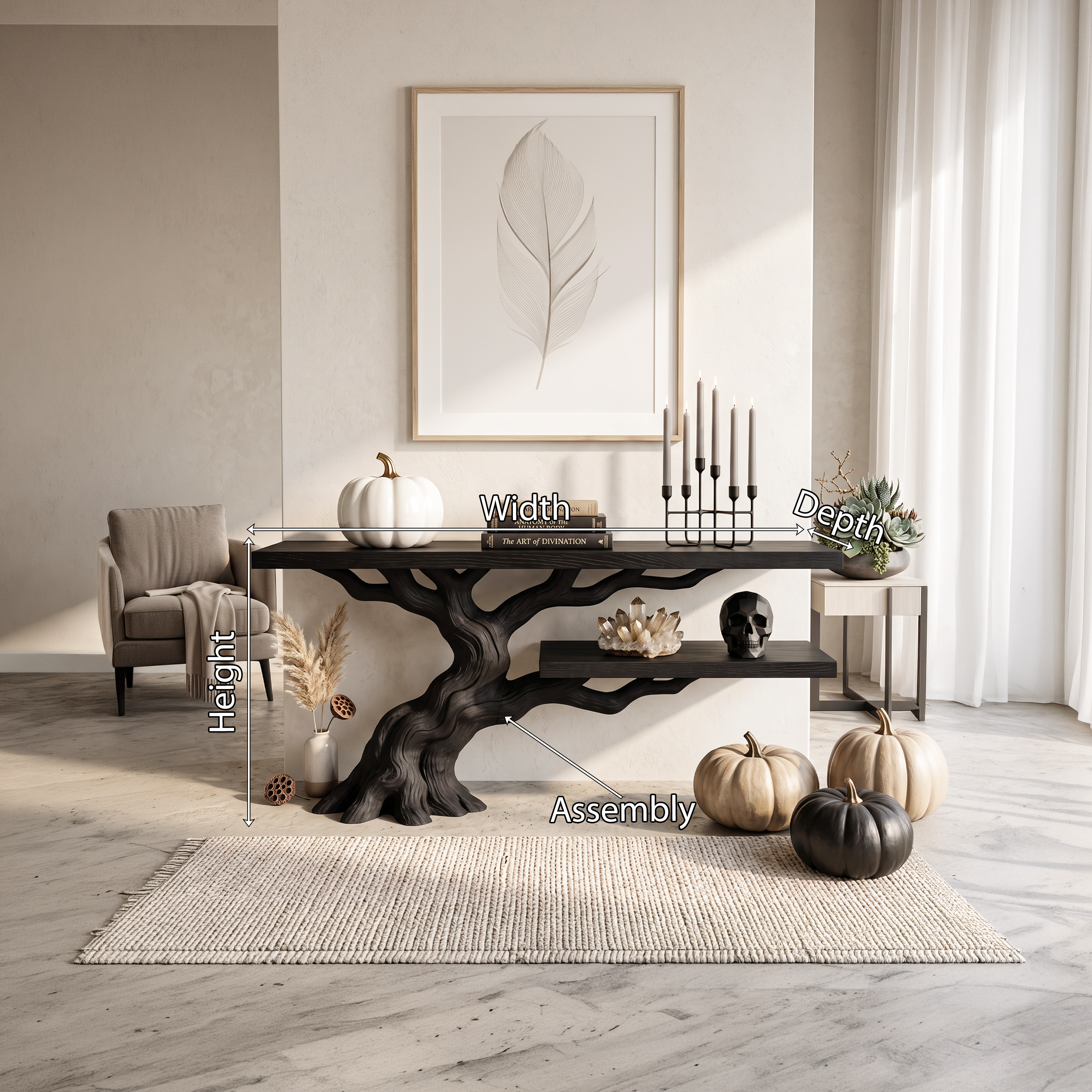 Tavolino accentato moderno Root Branch per mobili gotici di Halloween SILDTTNCS159