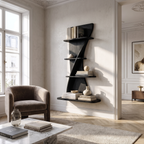 Sculptural Bookshelf Handcrafted Curved Wood Shelves For Home Office SINLKIBS052