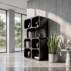 Statement Leaning Bookshelf Handcrafted Organic Wood Design For Modern Home SINLKIBS065