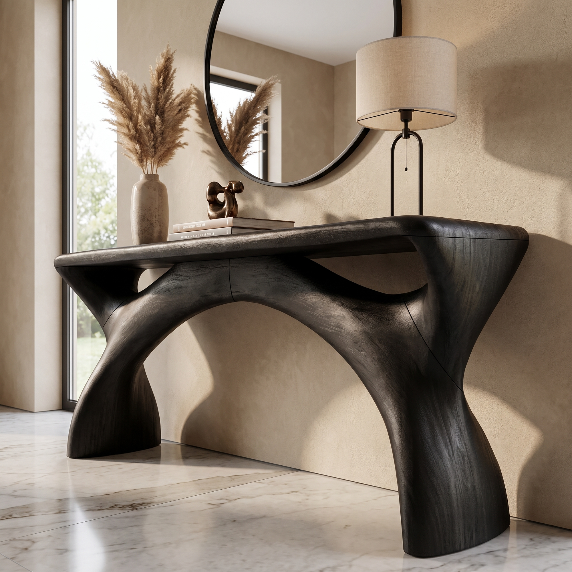 Consolle Mid-Century con Cornice Curva Fluida per Ingresso SINLKIFLP144