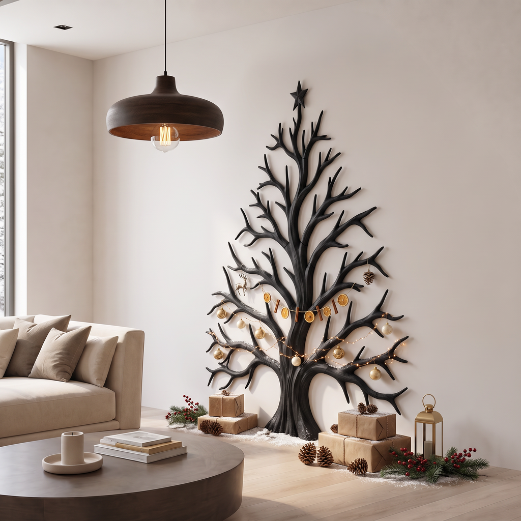 Contemporary Christmas Wall Decor With Artistic Tree Silhouette For Hallway SINLSAWA138
