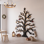 Rustic Christmas Wooden Wall Sculpture With Bare Branch Tree Design For Living Room SINLSAWA139