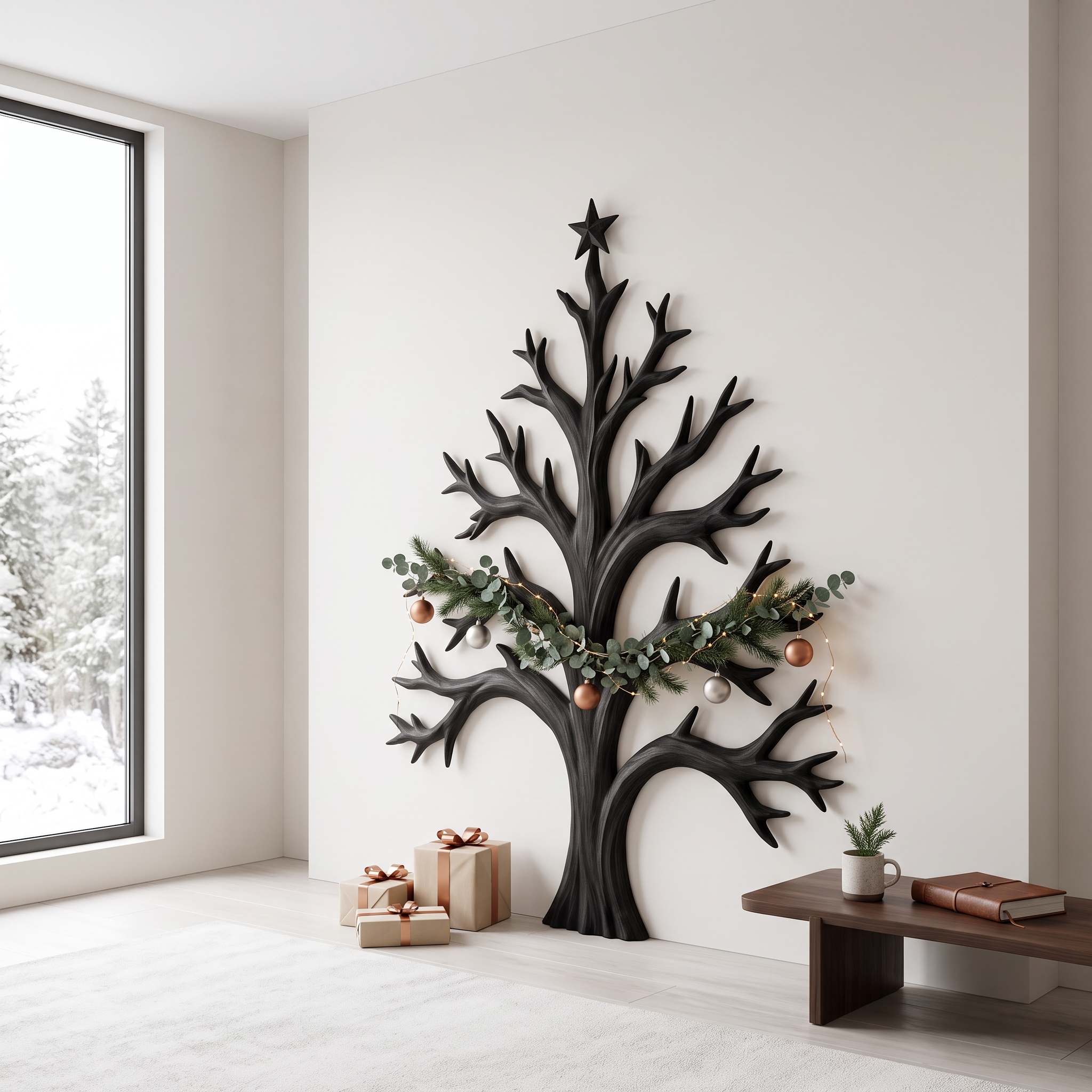 Natural Christmas Tree Wall Decor With Twisted Tree Branches For Entryway SINLSAWA141