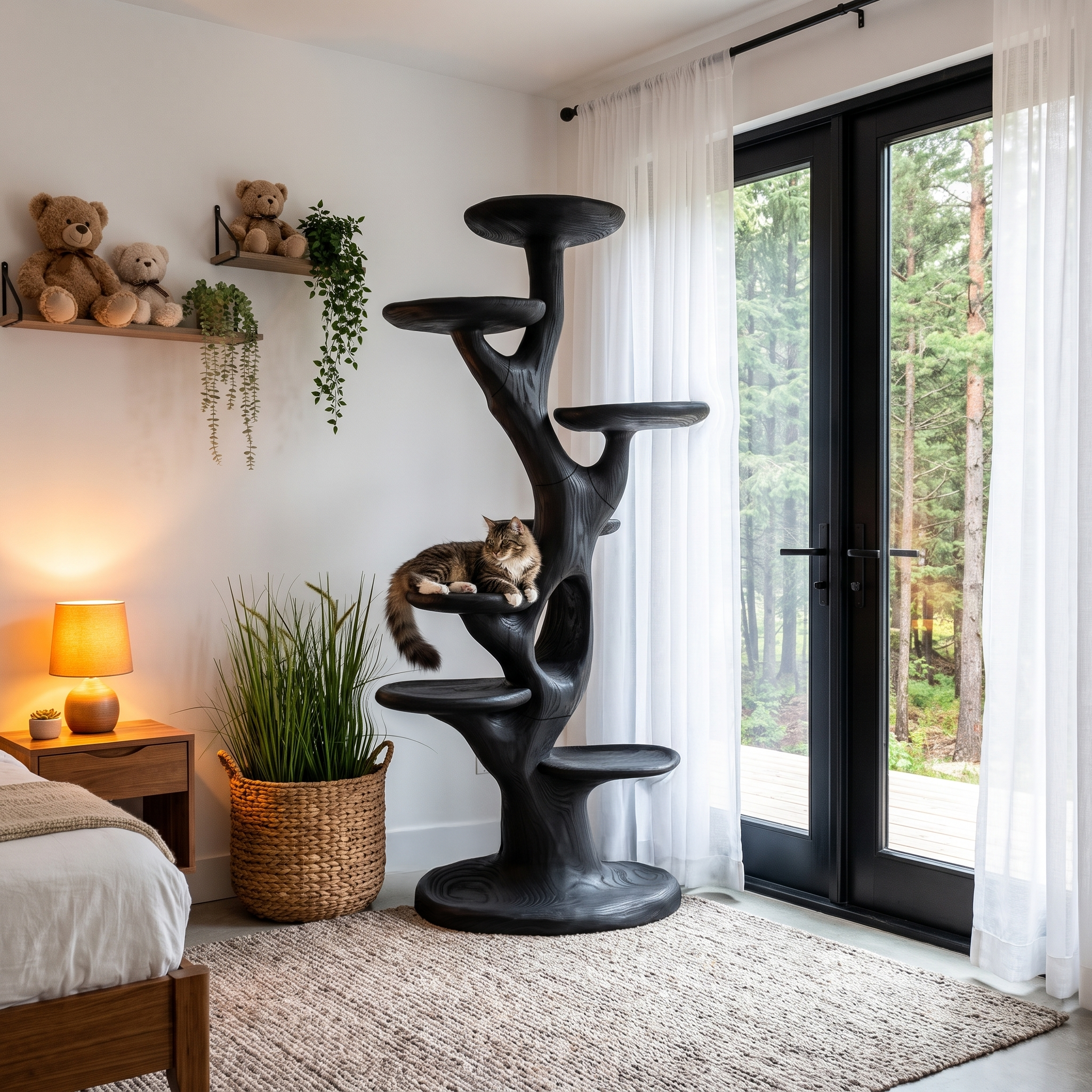 Tiragraffi Scultoreo con Piattaforme su Più Livelli per Gatti da Interno SINLHATT016