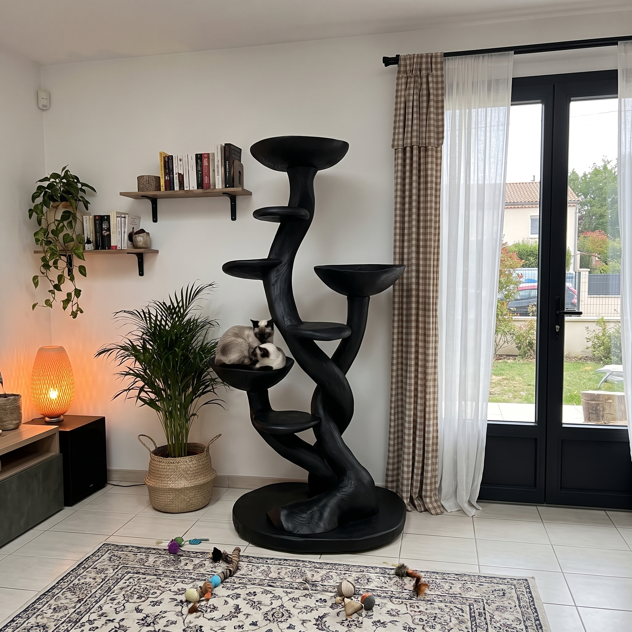 Albero Tira Graffi Scultoreo Organico Con Piattaforme Multi Livello Per Gatti Da Interno SINLHATT018