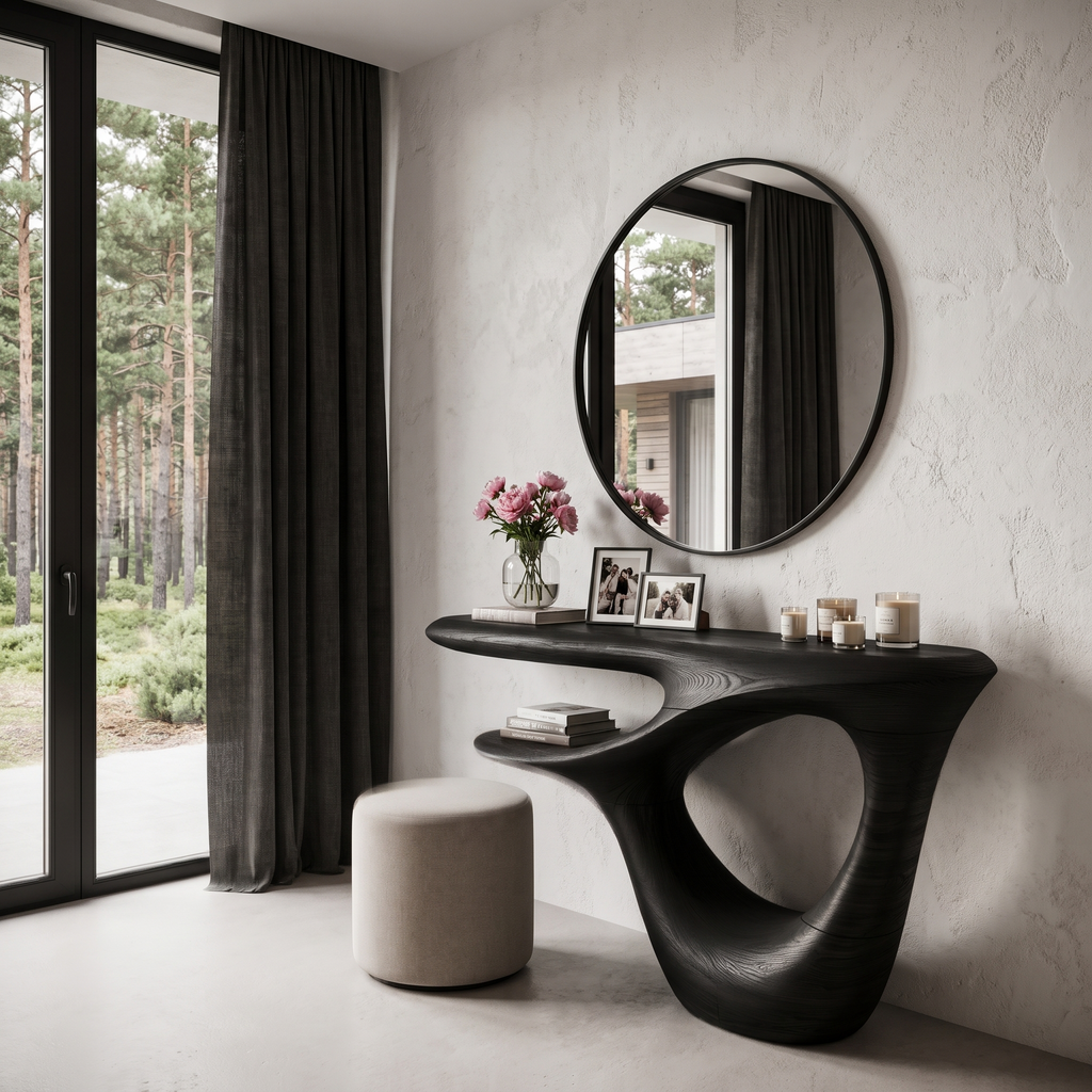 Contemporary Console Table With Artistic Open Frame Base For Foyer And Hallway SINLHACS695