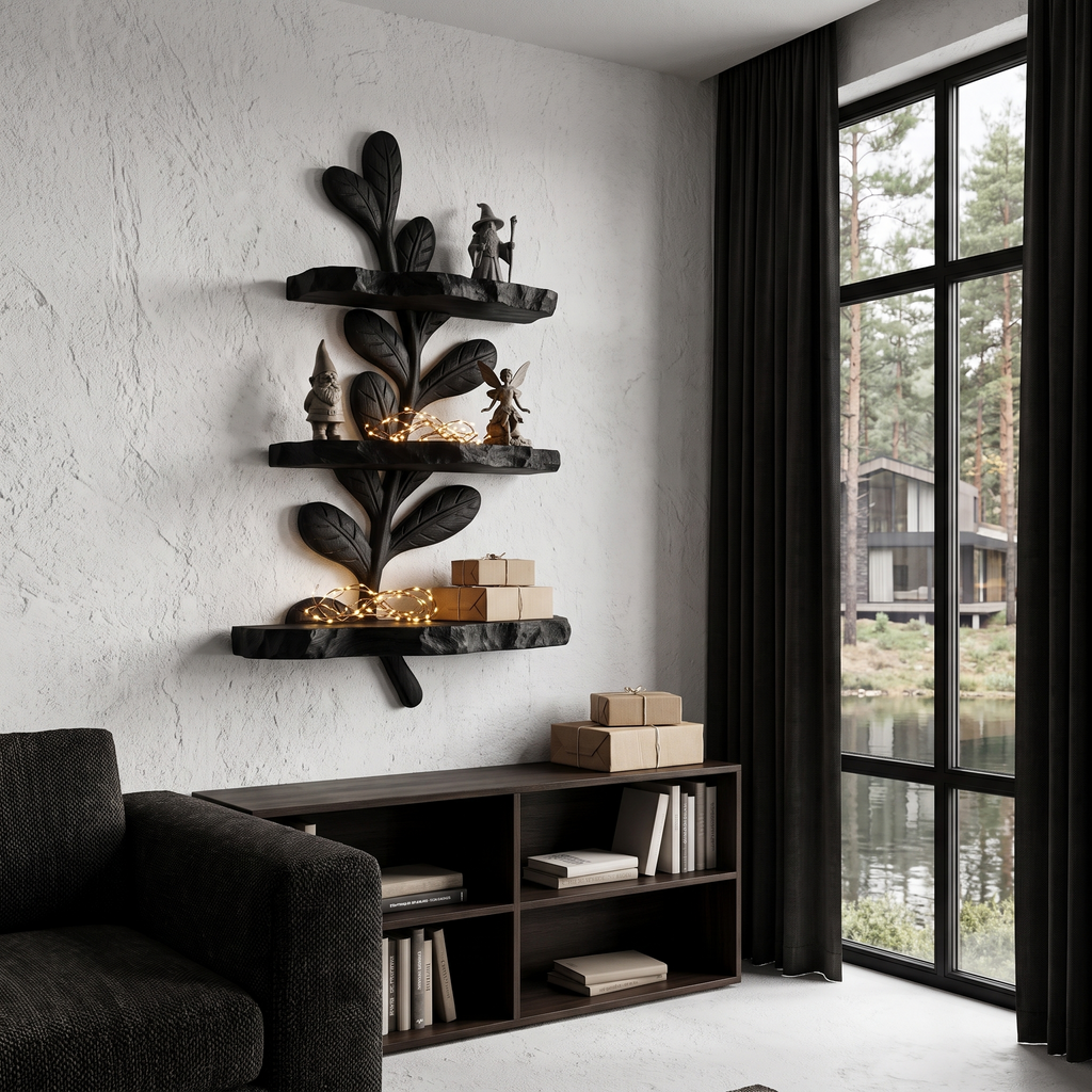 Modern Floating Shelf Handcrafted Solid Wood Design For Home Office SINLHAFL065