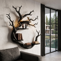 Rustic Tree Bookshelf With Sculptural Circular Branch Design For Living Room SINLHAFL066
