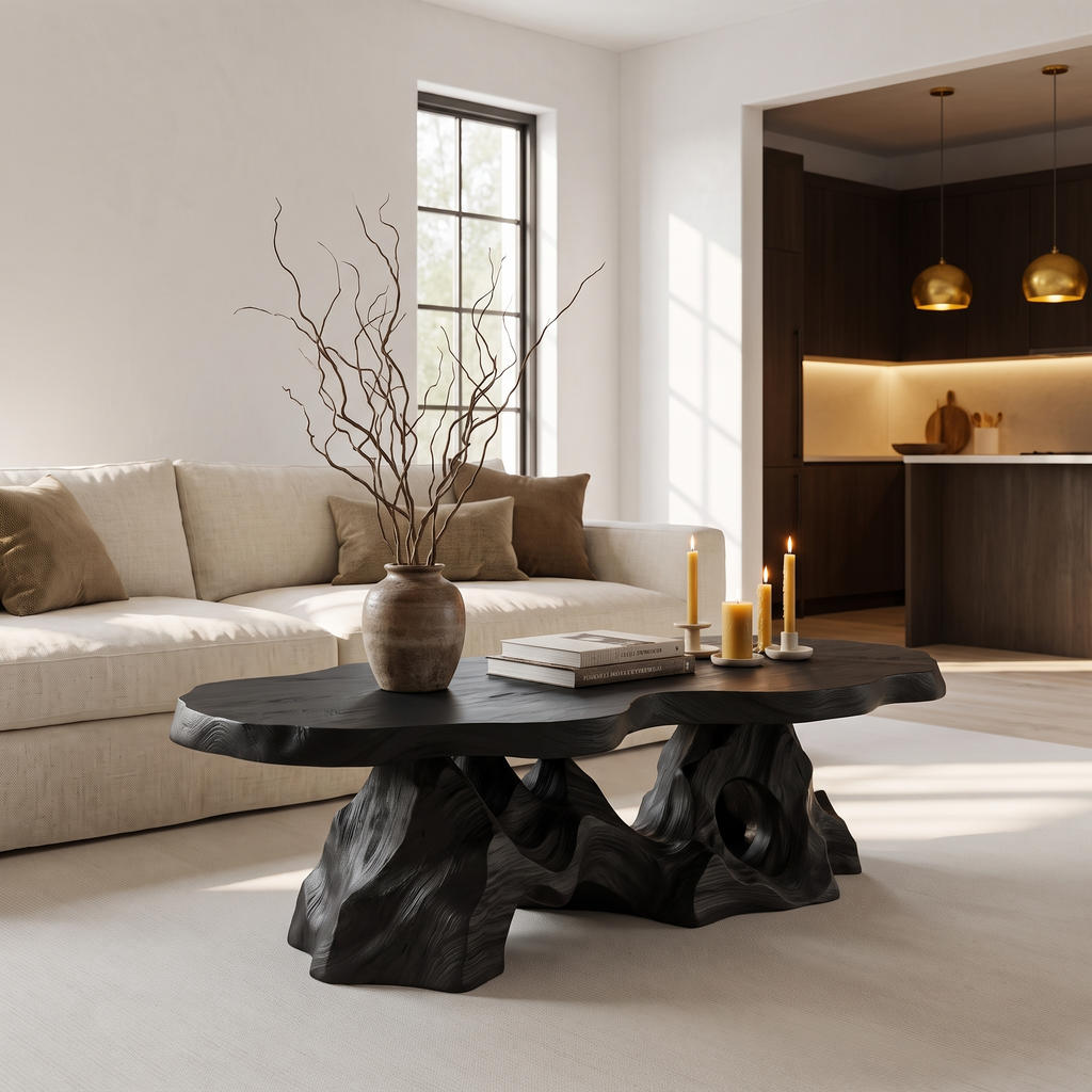 Organic Coffee Table With Sculptural Tree Root Base For Living Room SINLHACF412