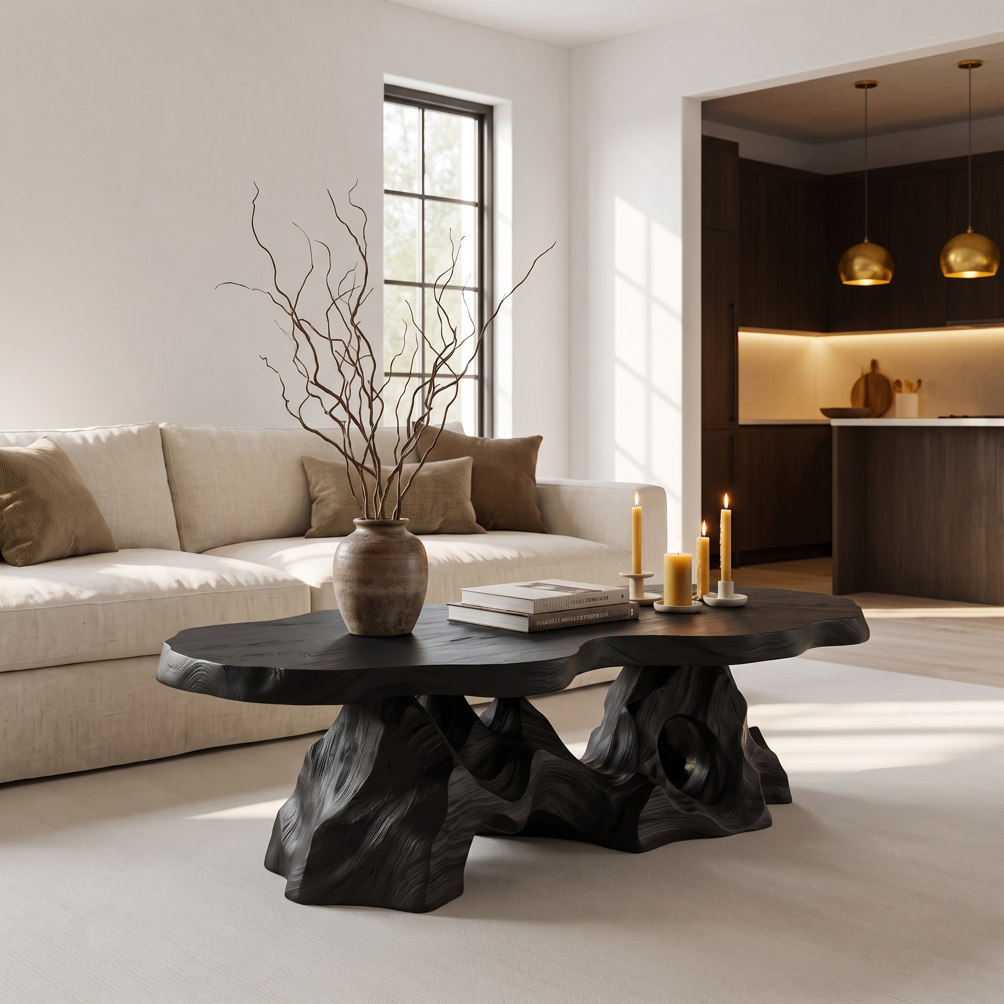 Organic Coffee Table With Sculptural Tree Root Base For Living Room SINLHACF412