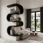 Sculptural Corner Wall Bookshelf Handcrafted Curved Design For Living Room SINLHABS067