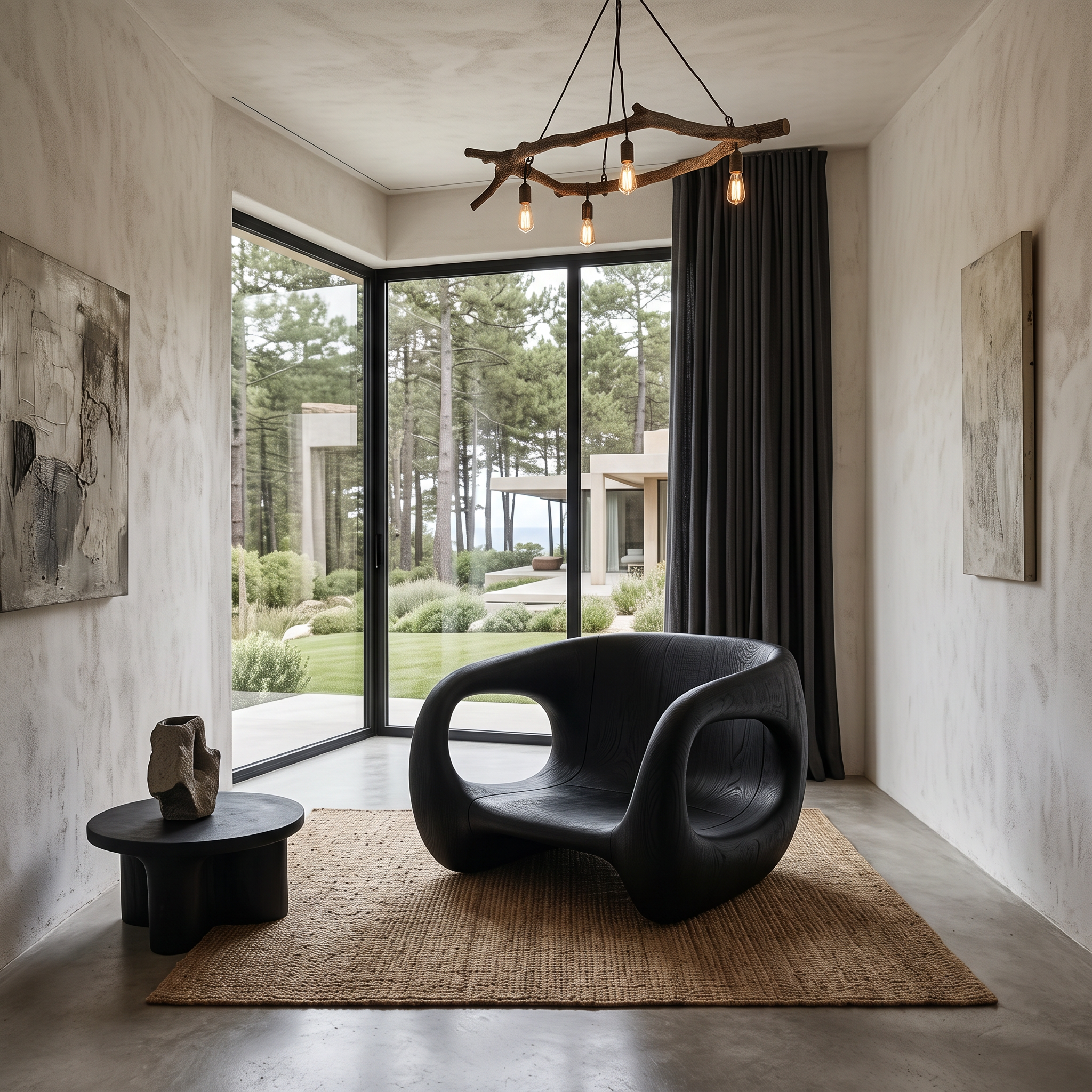 Contemporary Sculptural Chair With Flowing Armrest Design For Living Room SINLHACHR039