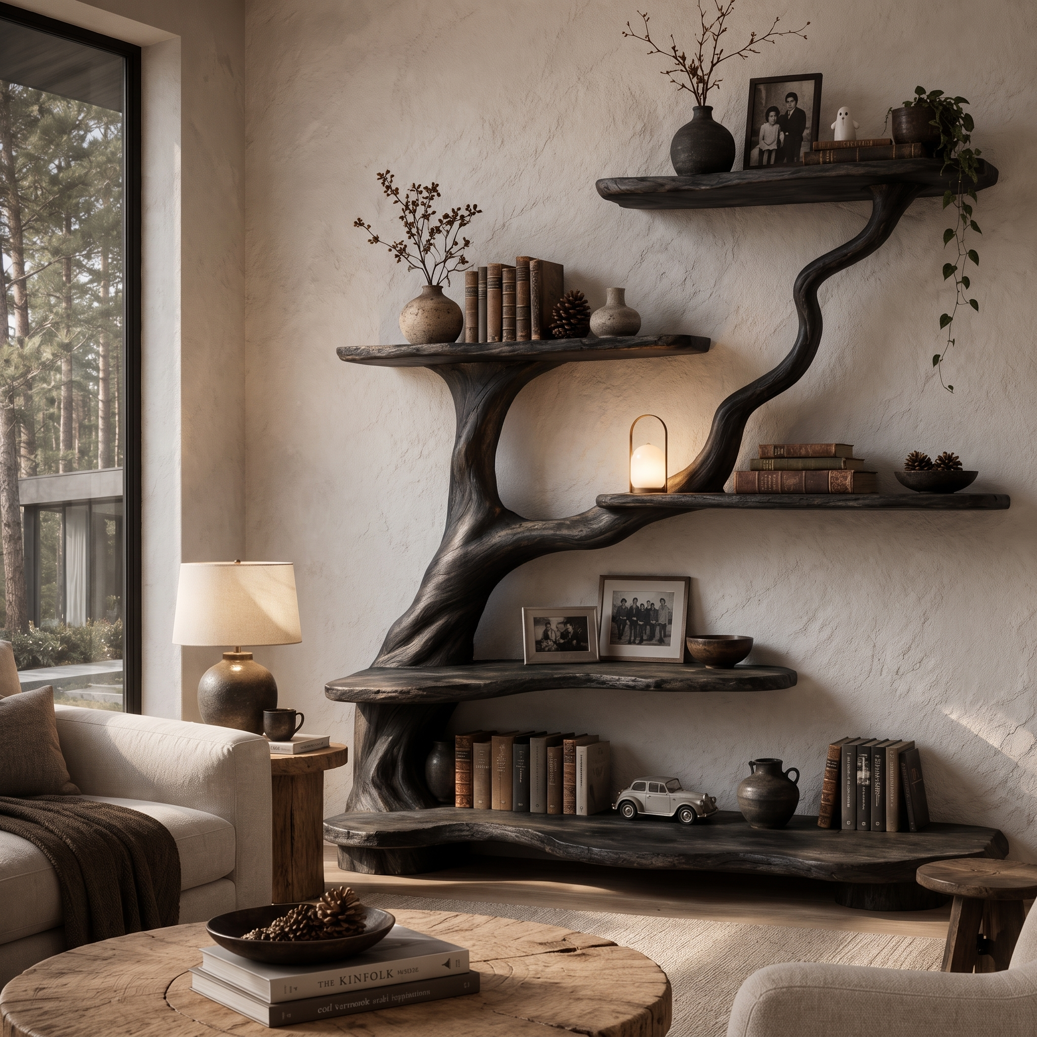 Libreria ad albero biologica con design a rami fluenti per soggiorno SINLHATB776