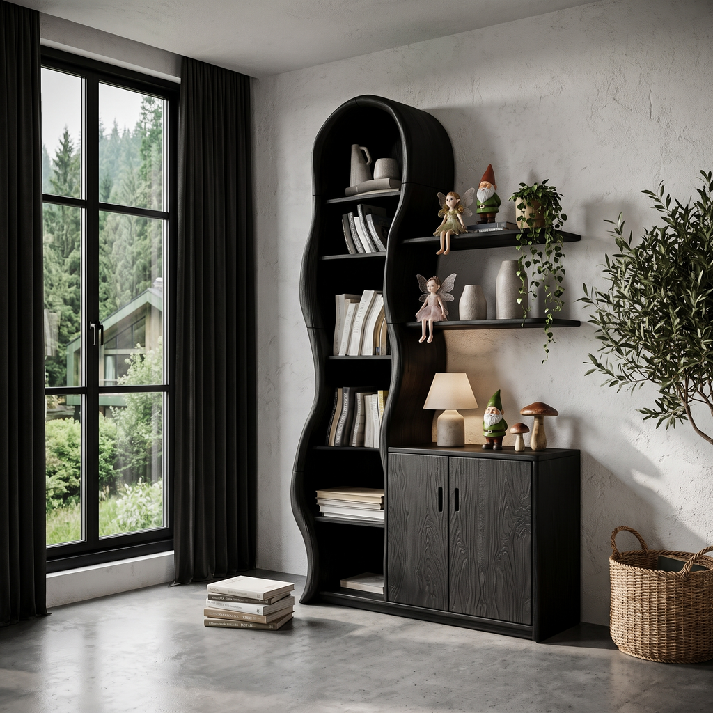 Vetrina Moderna in Legno con Cornice Scultorea a Rami per Soggiorno SINLHASD540
