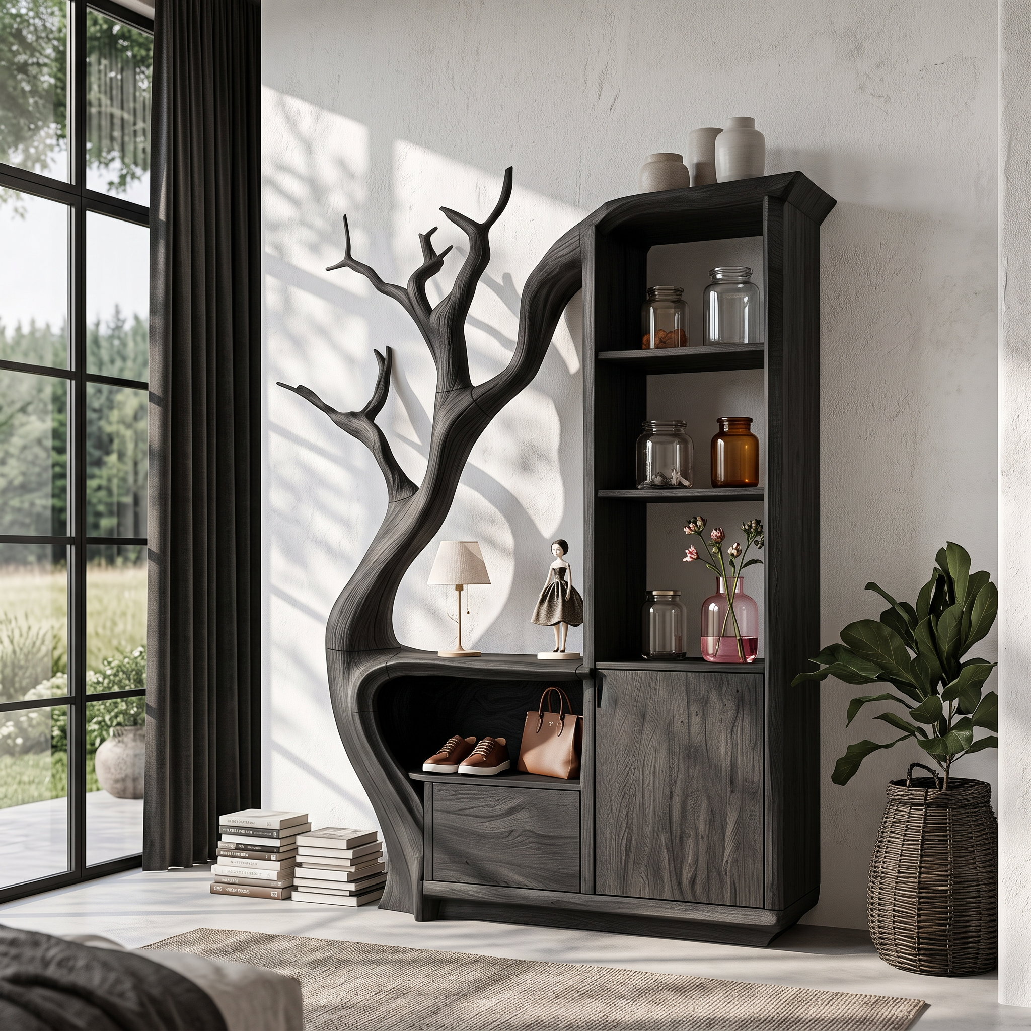 Mobile Contenitore Moderno Con Cornice Arrotondata Per Ingresso SINLHASD544