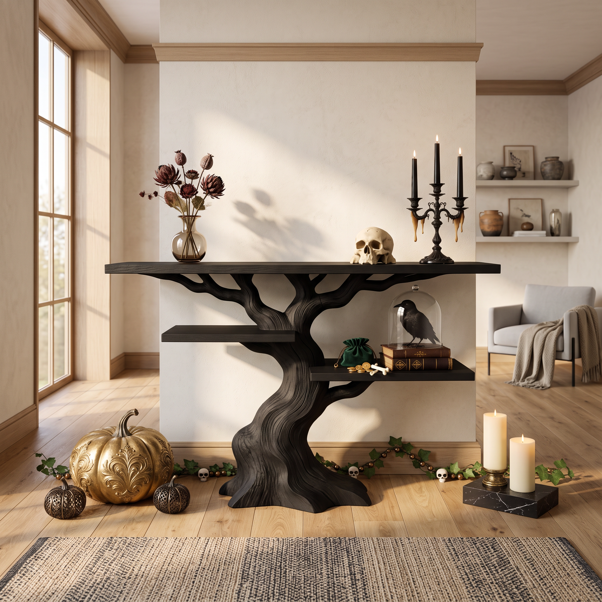 Tavolino Divano "Albero Contorto Organico" per Interni Halloween Stregati SILDTTNCS158