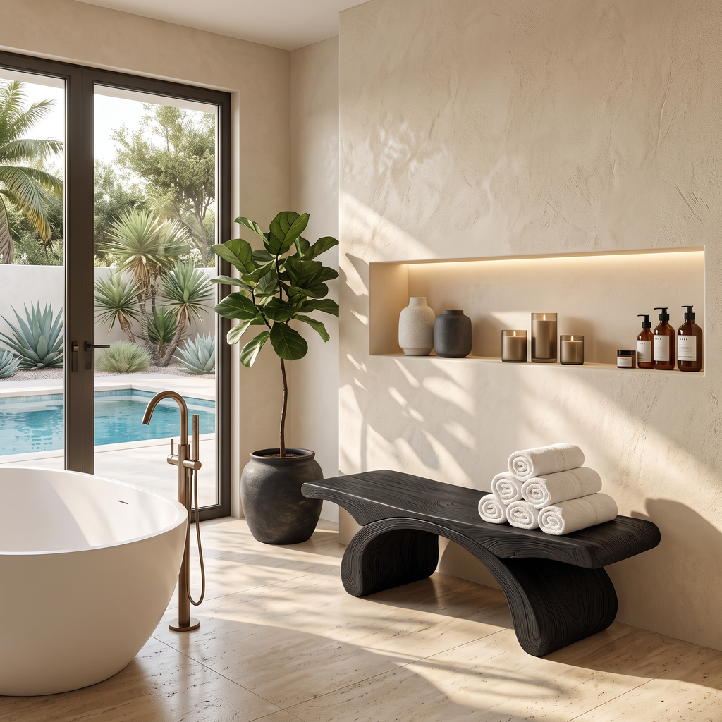 Panca doccia moderna e organica per bagno o arredamento spa SITHTTSB013