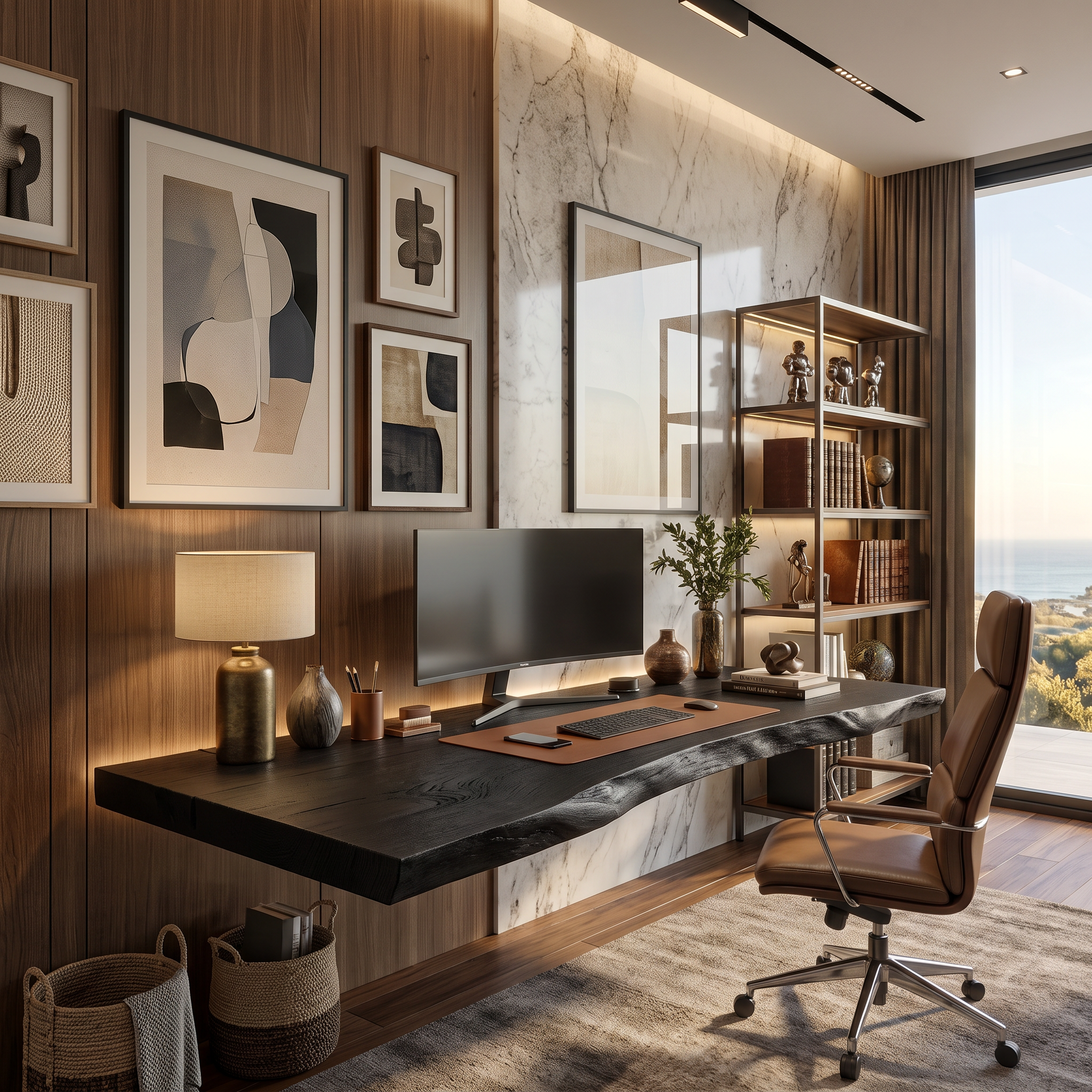 Scrivania moderna sospesa con bordo vivo per lo smart working SITHTTDE047