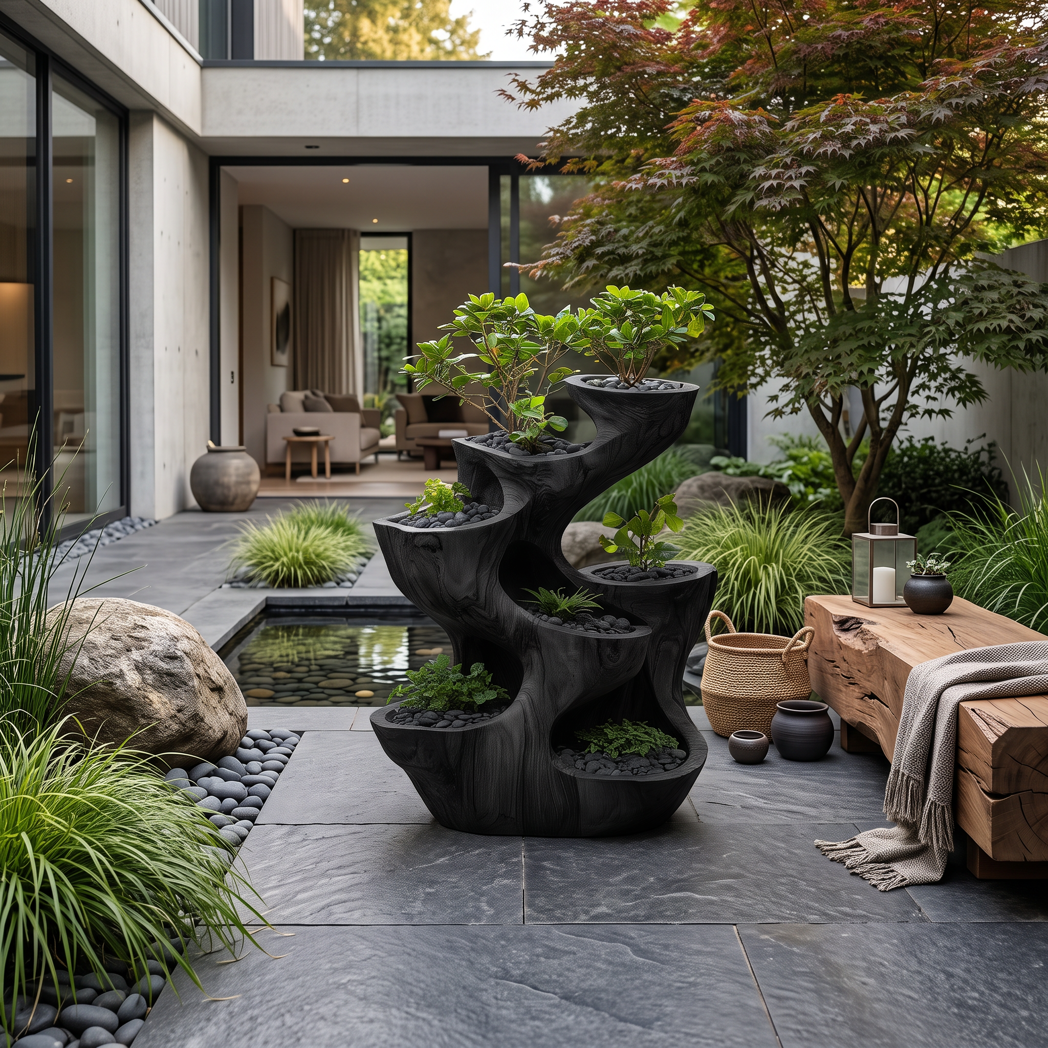 Fioriera a più livelli scultorea organica per decorazioni da giardino RTTHTTPT007