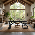 Rustic Curved Leg Writing Desk Home Office SILDTTNDE046