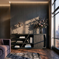 Credenza moderna con ripiani e armadietto per soggiorno SITHTTSD022