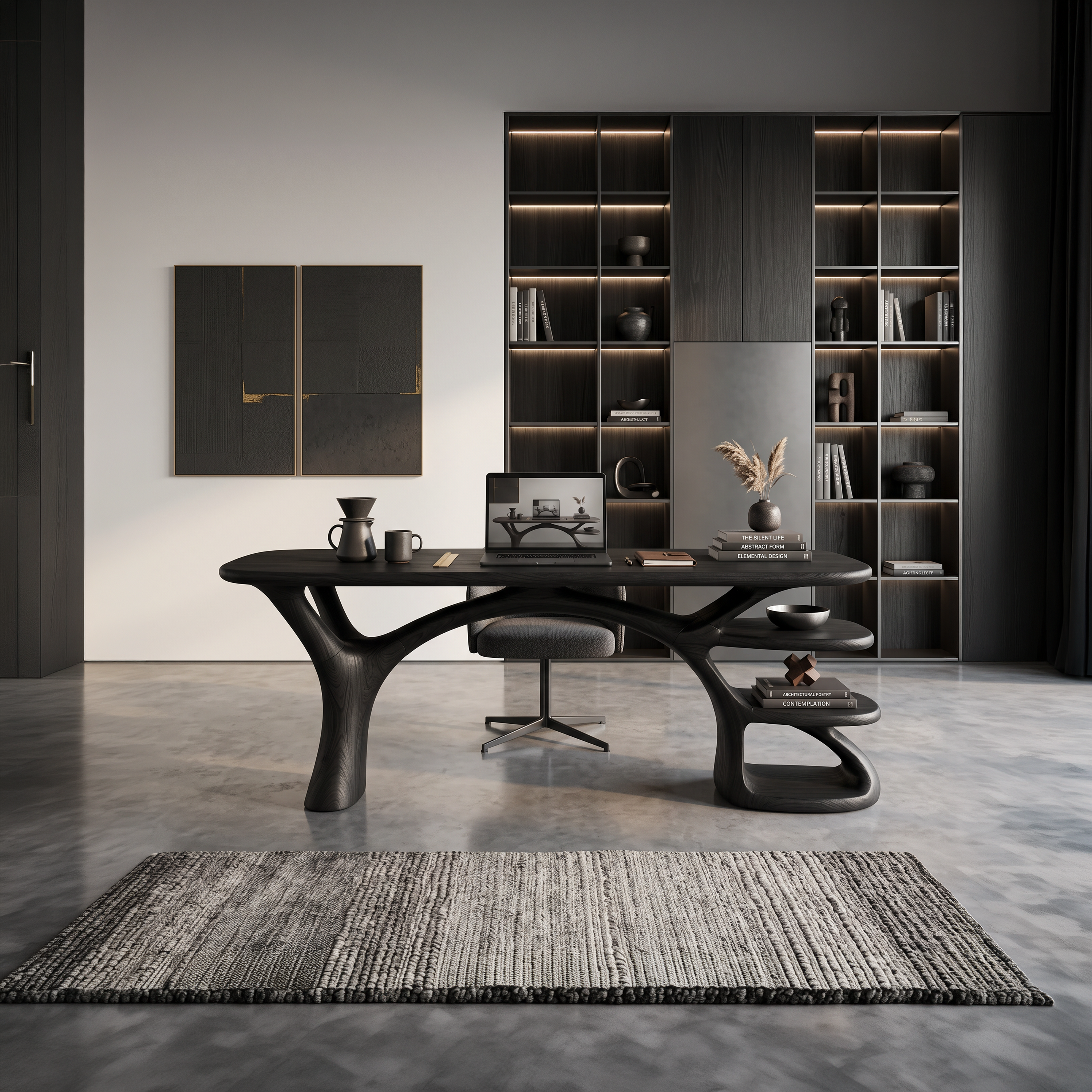 Modern Organic Form Study Desk Bedroom Workspace SILDTTNDE045
