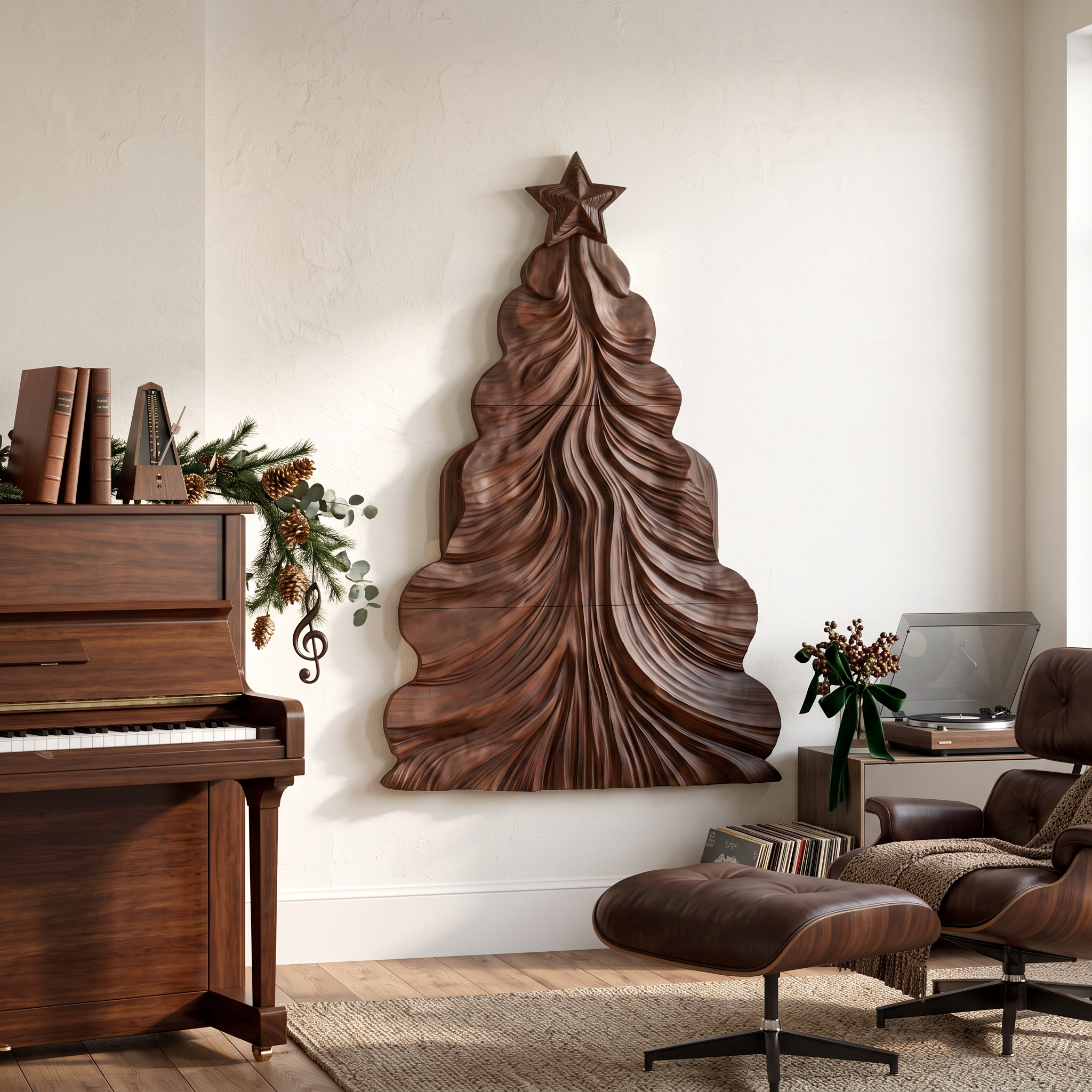 Decorazione Natalizia Contemporanea in Legno con Design Traforato Curvo per Soggiorno SINLSAWA150