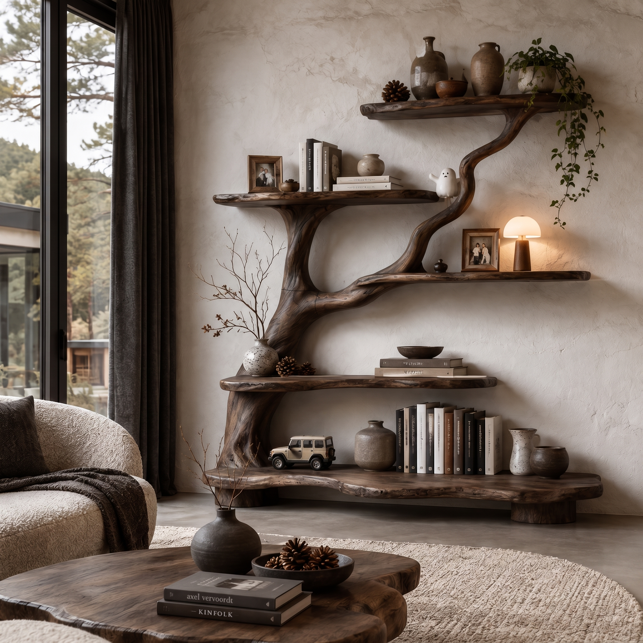 Libreria ad albero biologica con design a rami fluenti per soggiorno SINLHATB776