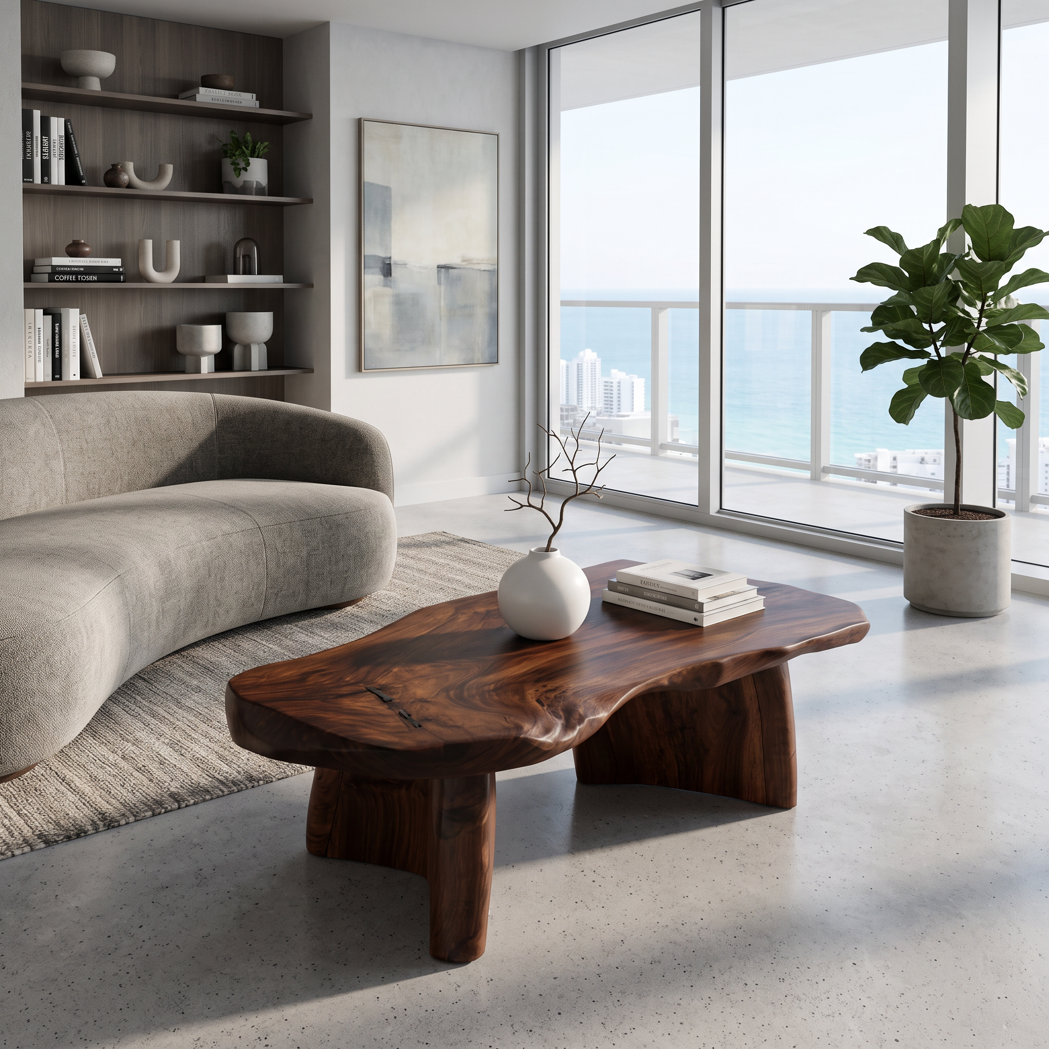 Tavolino da caffè Organic Modern Live Edge con bordo naturale per soggiorno SINLHACF420