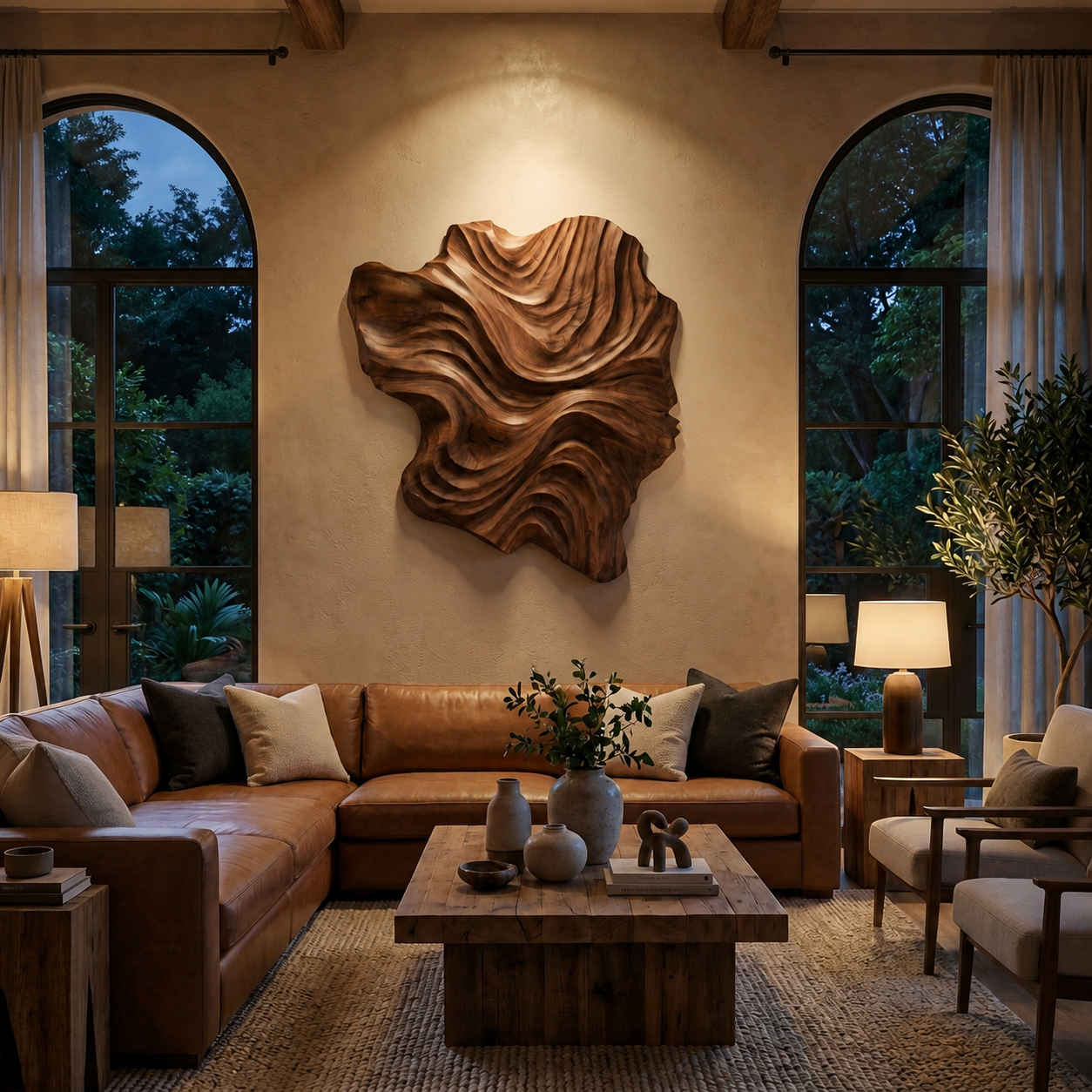 Arte da parete in legno organico, design a onda per salotto di lusso RTTHTTWA132