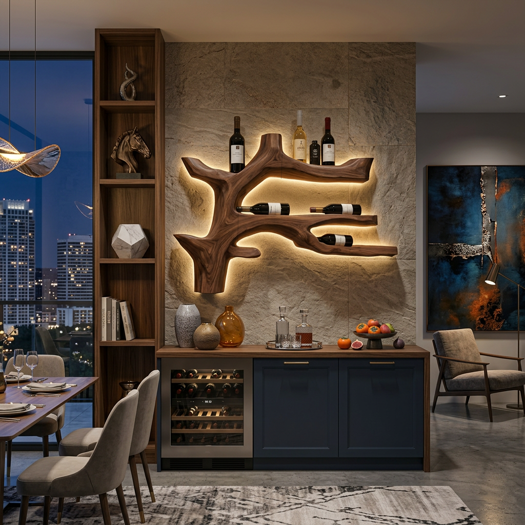Portabottiglie da parete Modern Branch per la decorazione della sala da pranzo RTTHTTWH007