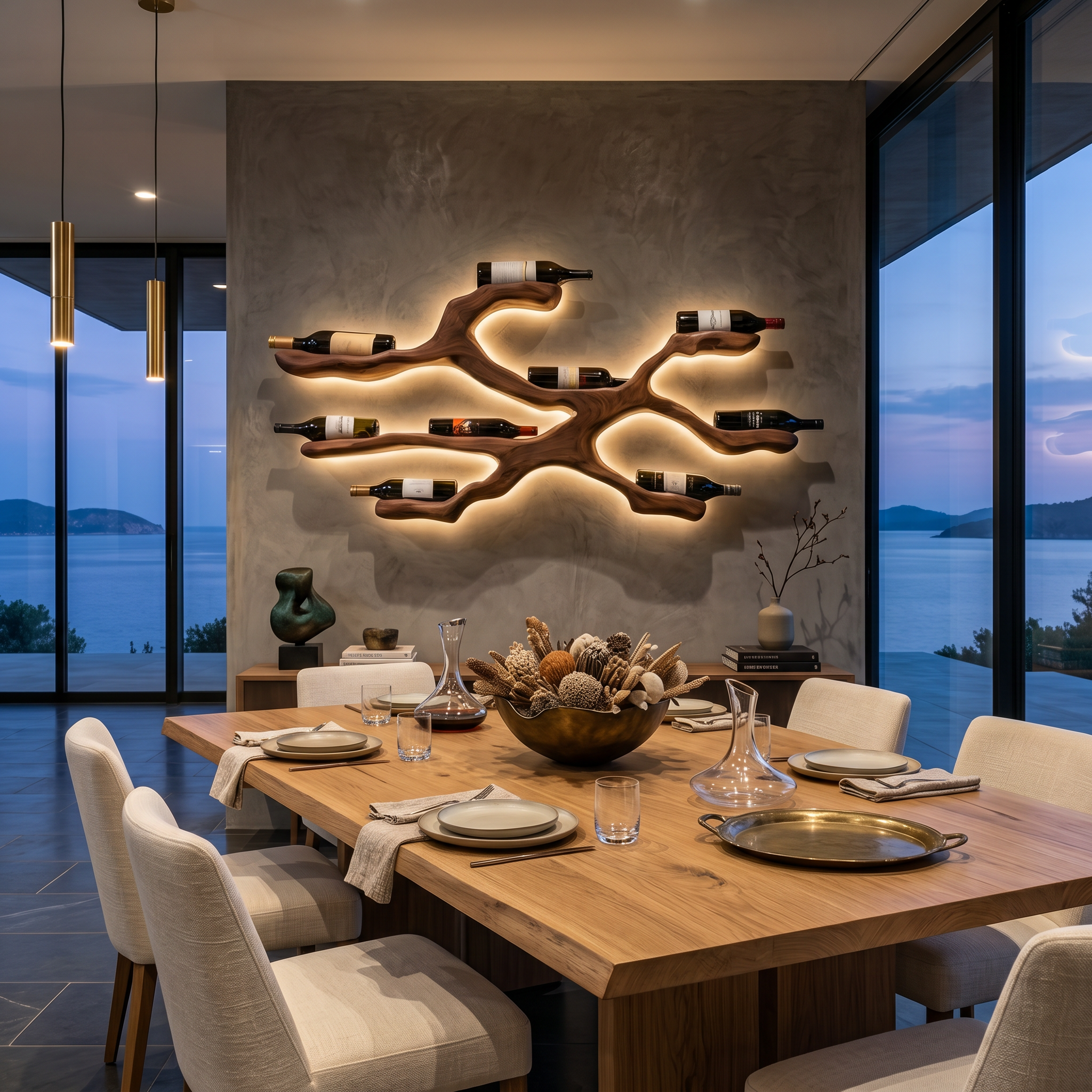 Espositore a parete portabottiglie moderno per cucina e sala da pranzo RTTHTTWH012