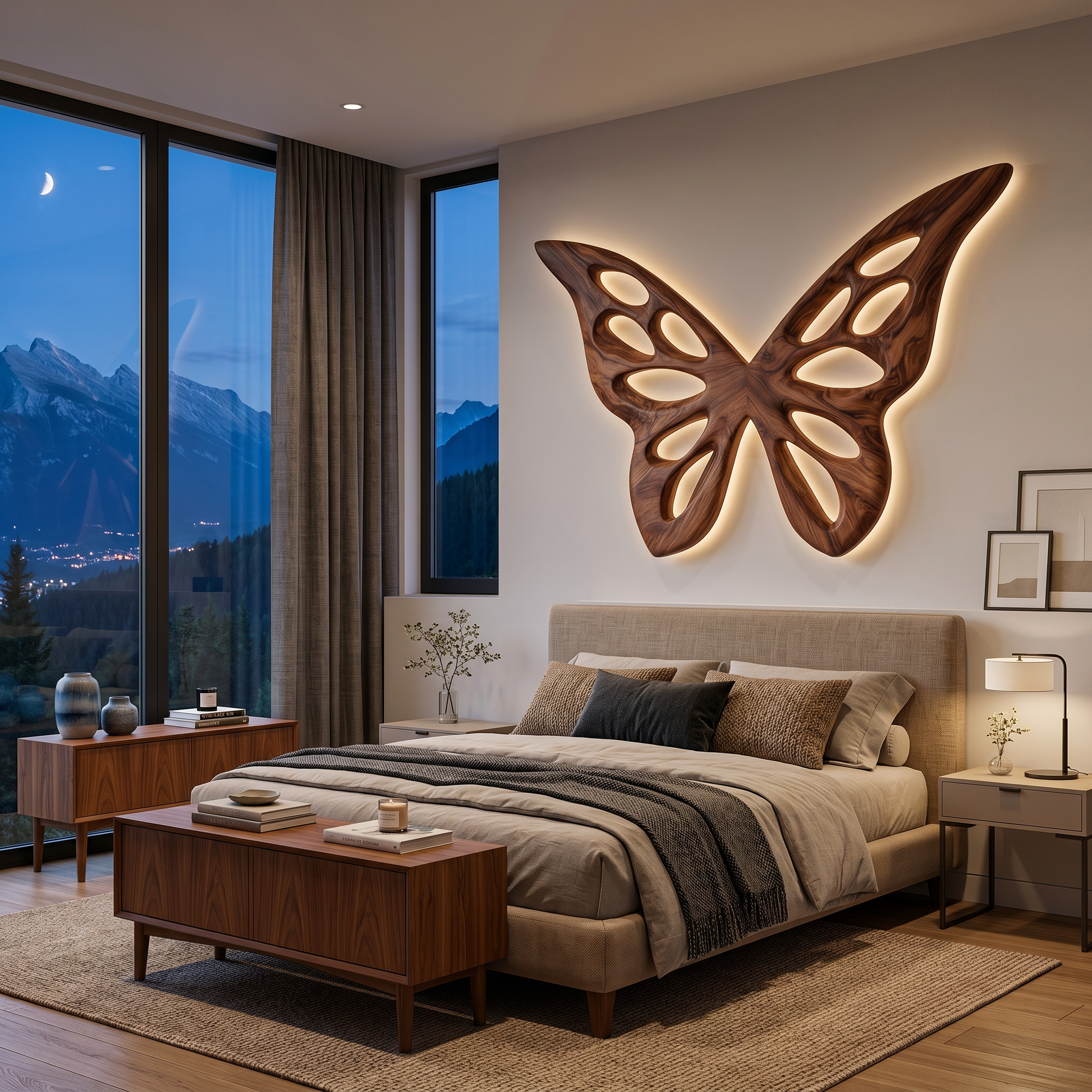 Arte da Parete Farfalla Artistica in Legno per Camera da Letto o Soggiorno Decor RTTHTTWA154