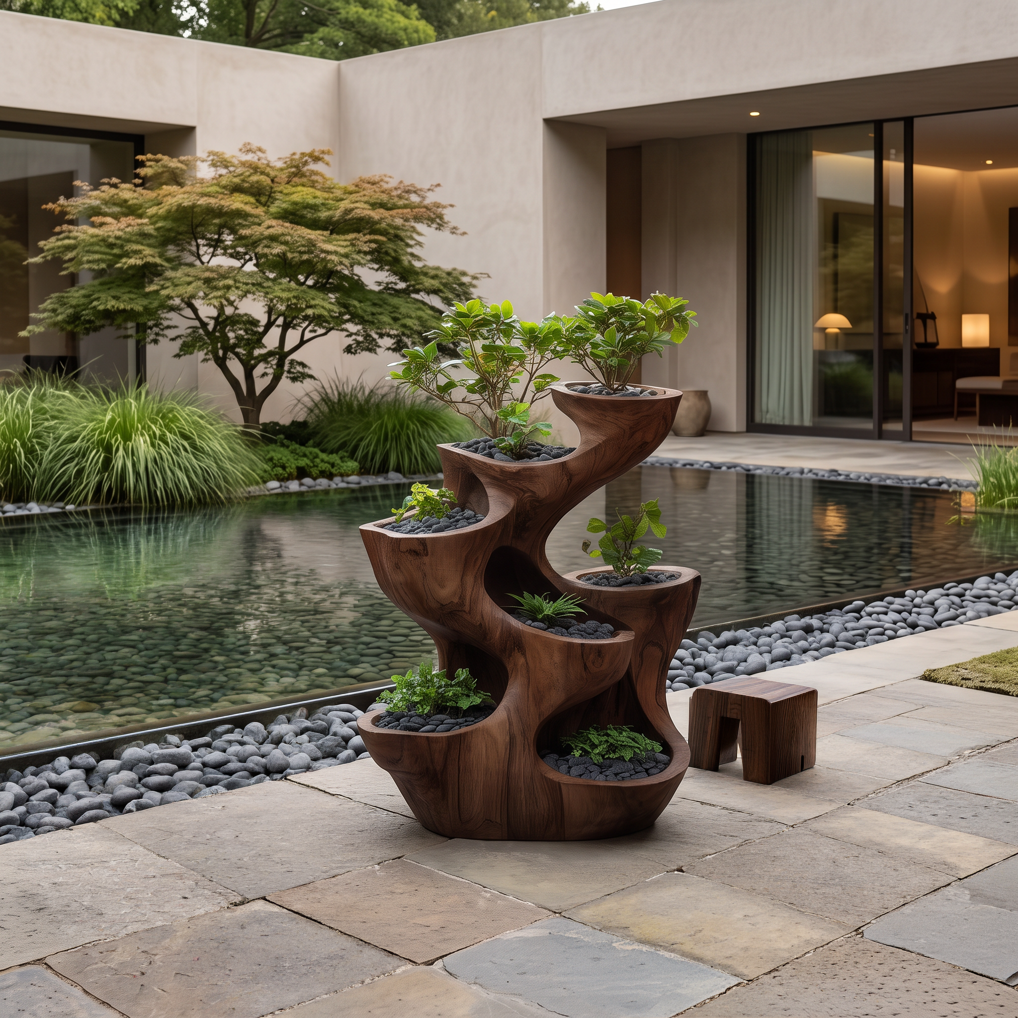 Fioriera a più livelli scultorea organica per decorazioni da giardino RTTHTTPT007