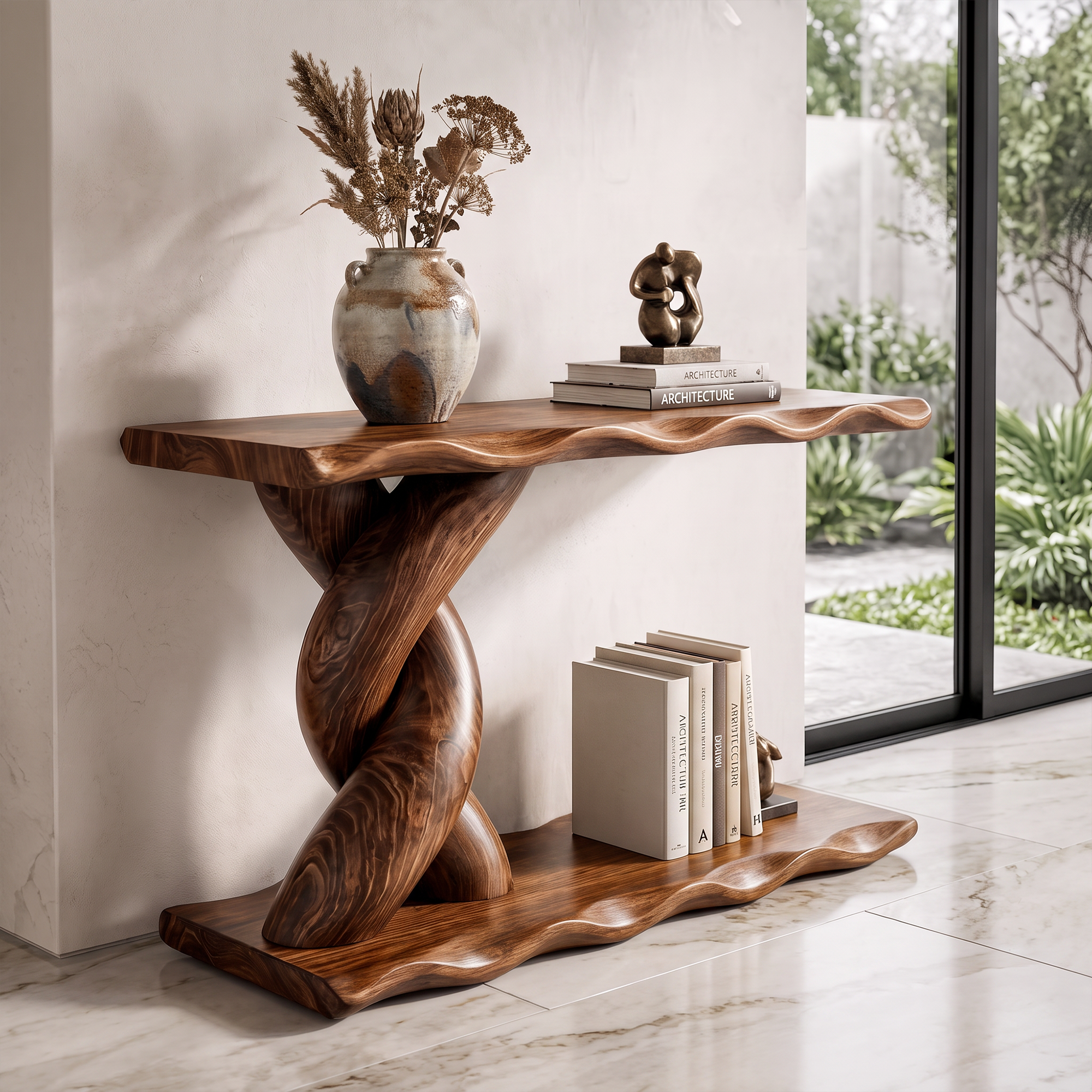 Consolle Contemporanea Con Base A Spirale E Ripiano Inferiore Per Soggiorno SINLKICS701