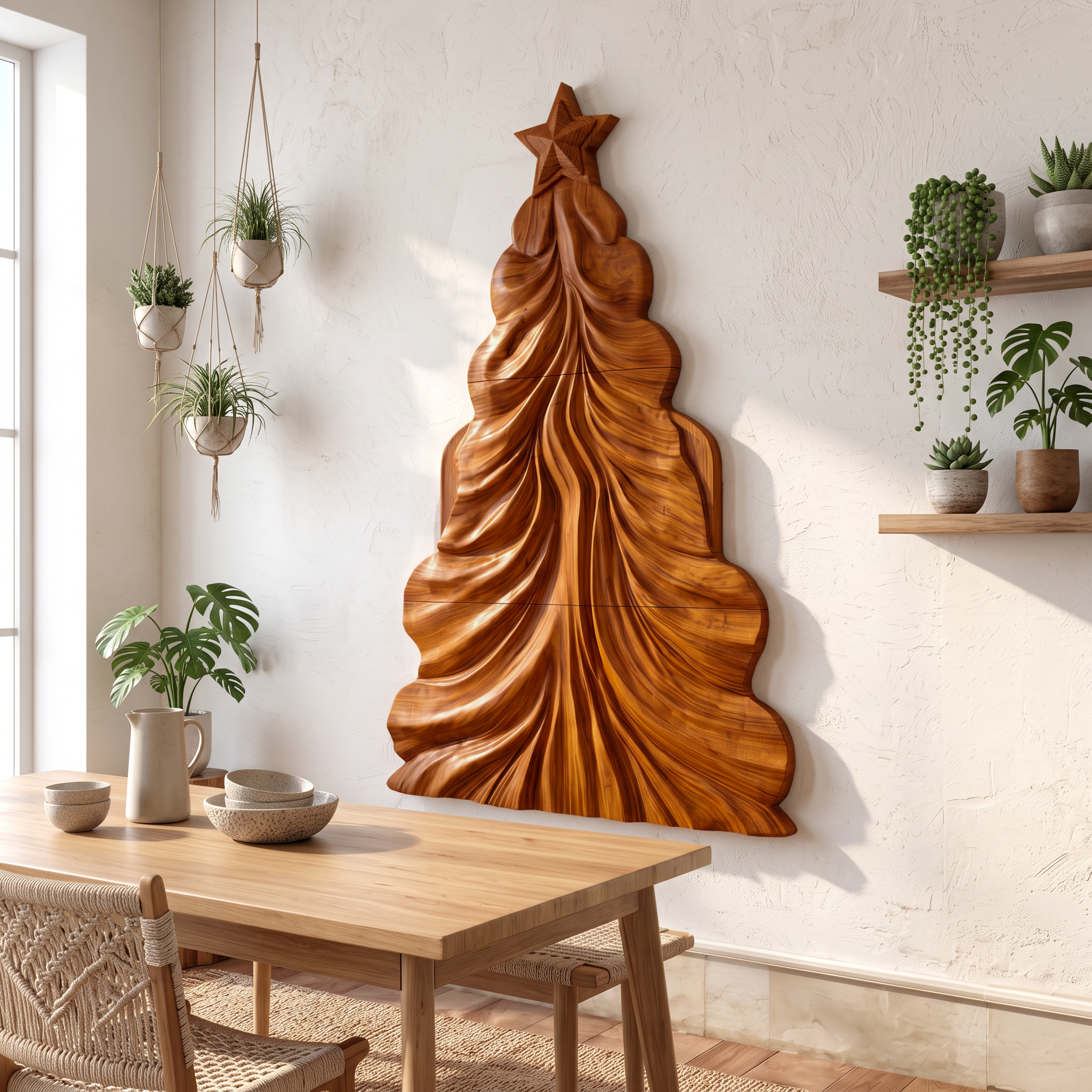 Decorazione Natalizia Contemporanea in Legno con Design Traforato Curvo per Soggiorno SINLSAWA150